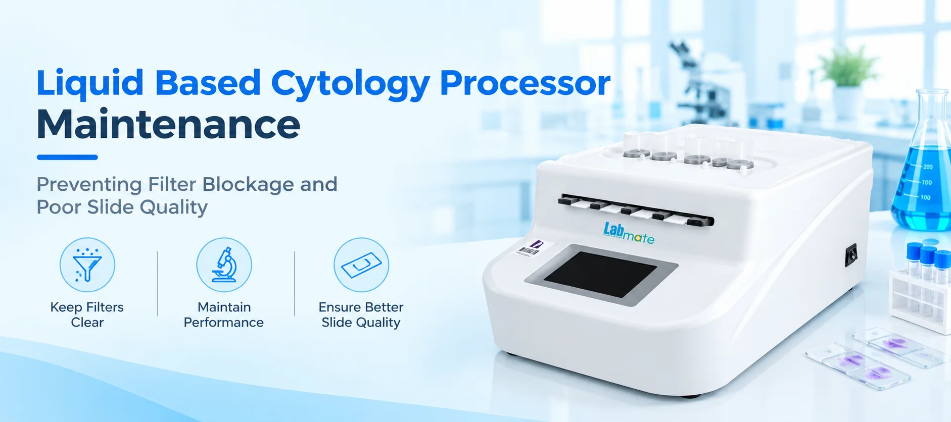 Liquid-based-cytology-processor-maintenance-preventing-filter-blockage-and-poor-slide-quality