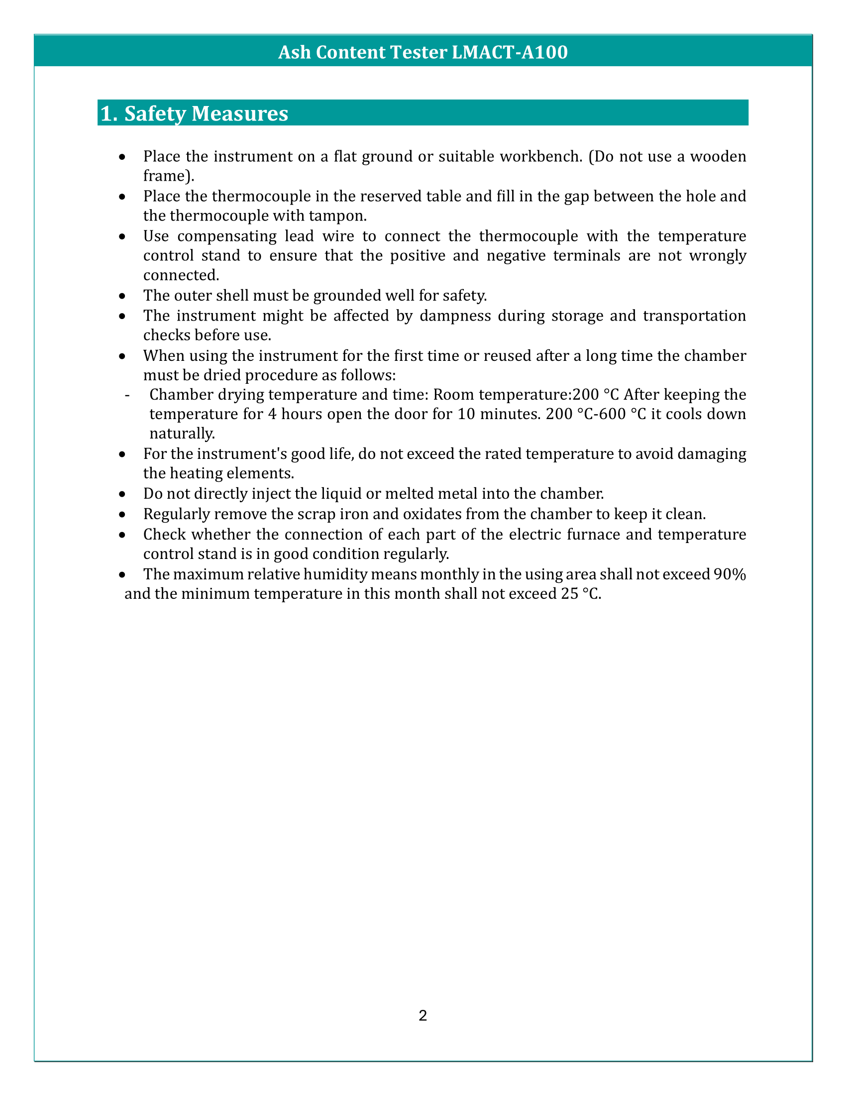 Ash Content Tester LMACT-A100 Manual