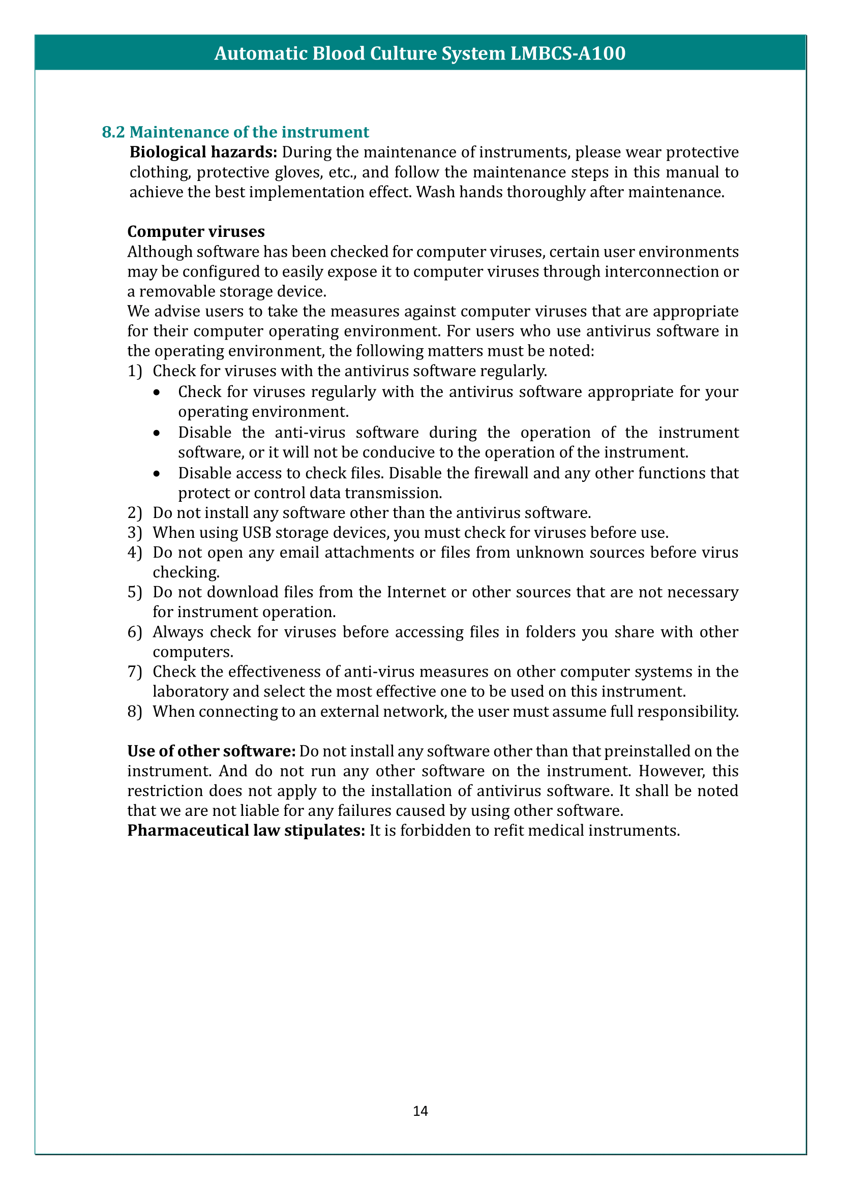 Automatic Blood Culture System LMBCS-A100 Manual