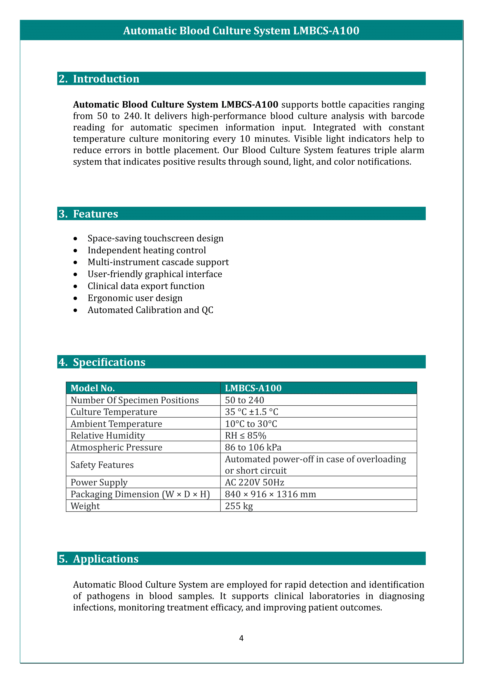Automatic Blood Culture System LMBCS-A100 Manual