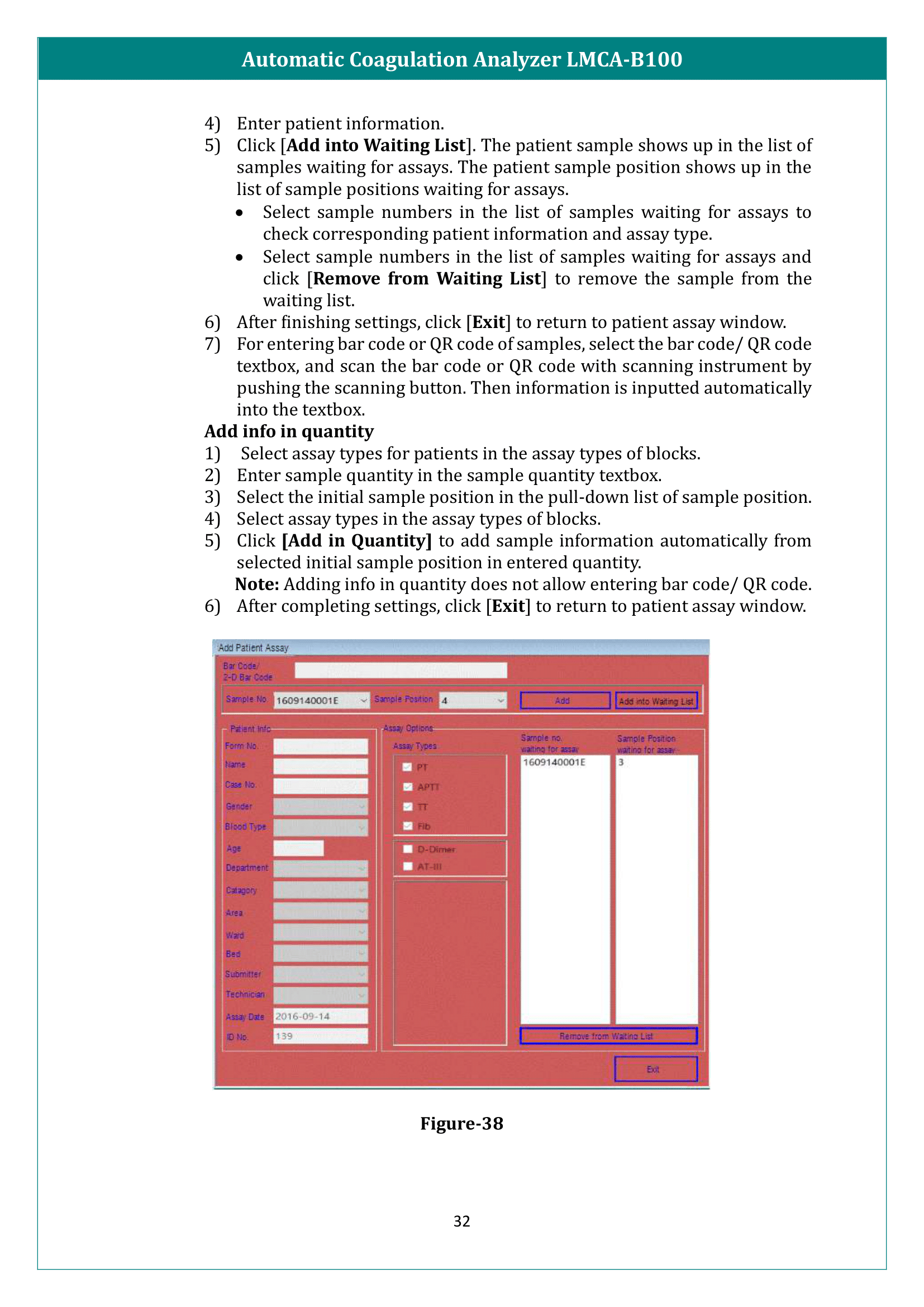Automatic Coagulation Analyzer LMCA-B100 Manual