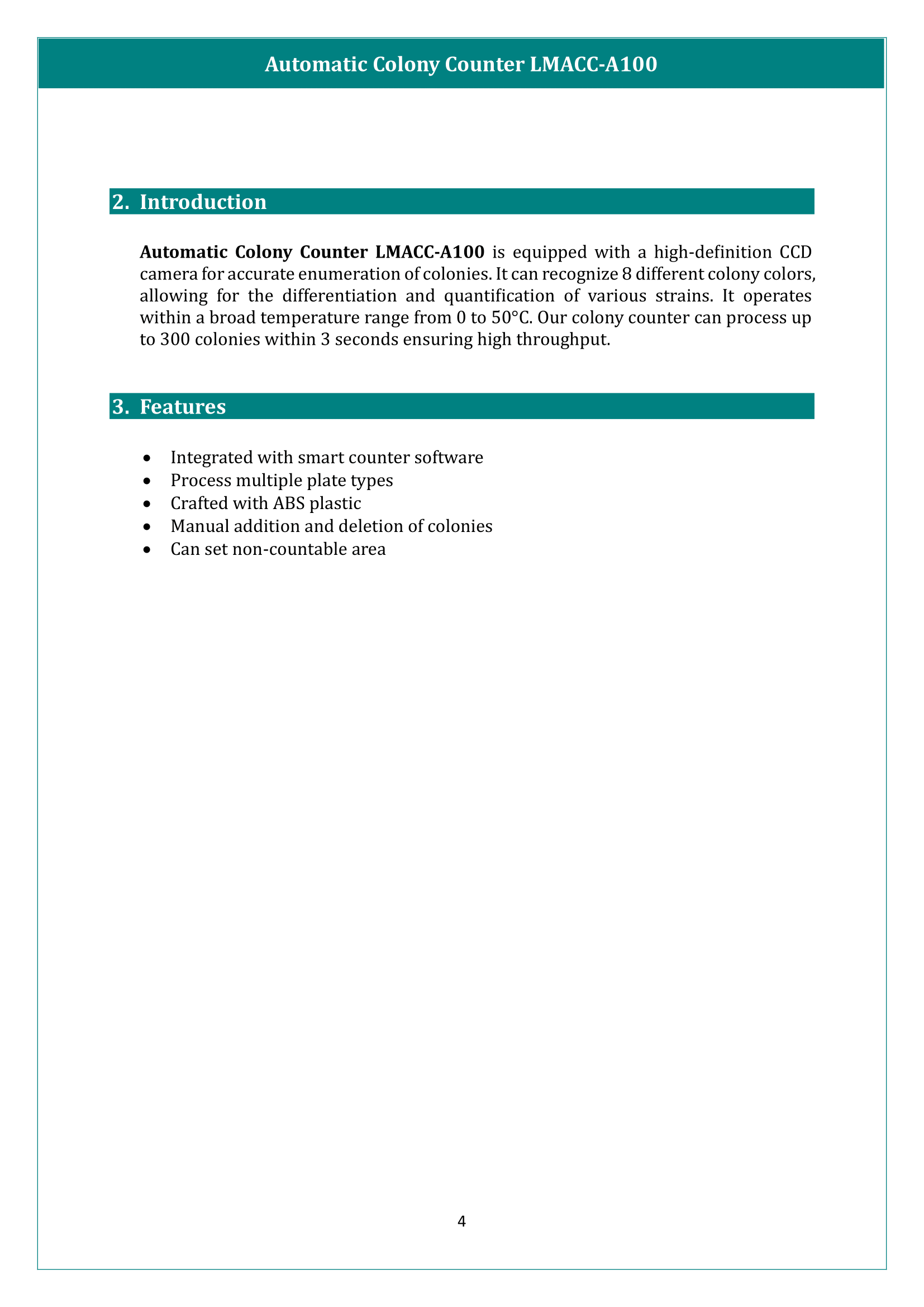 Automatic Colony Counter LMACC-A100 Manual