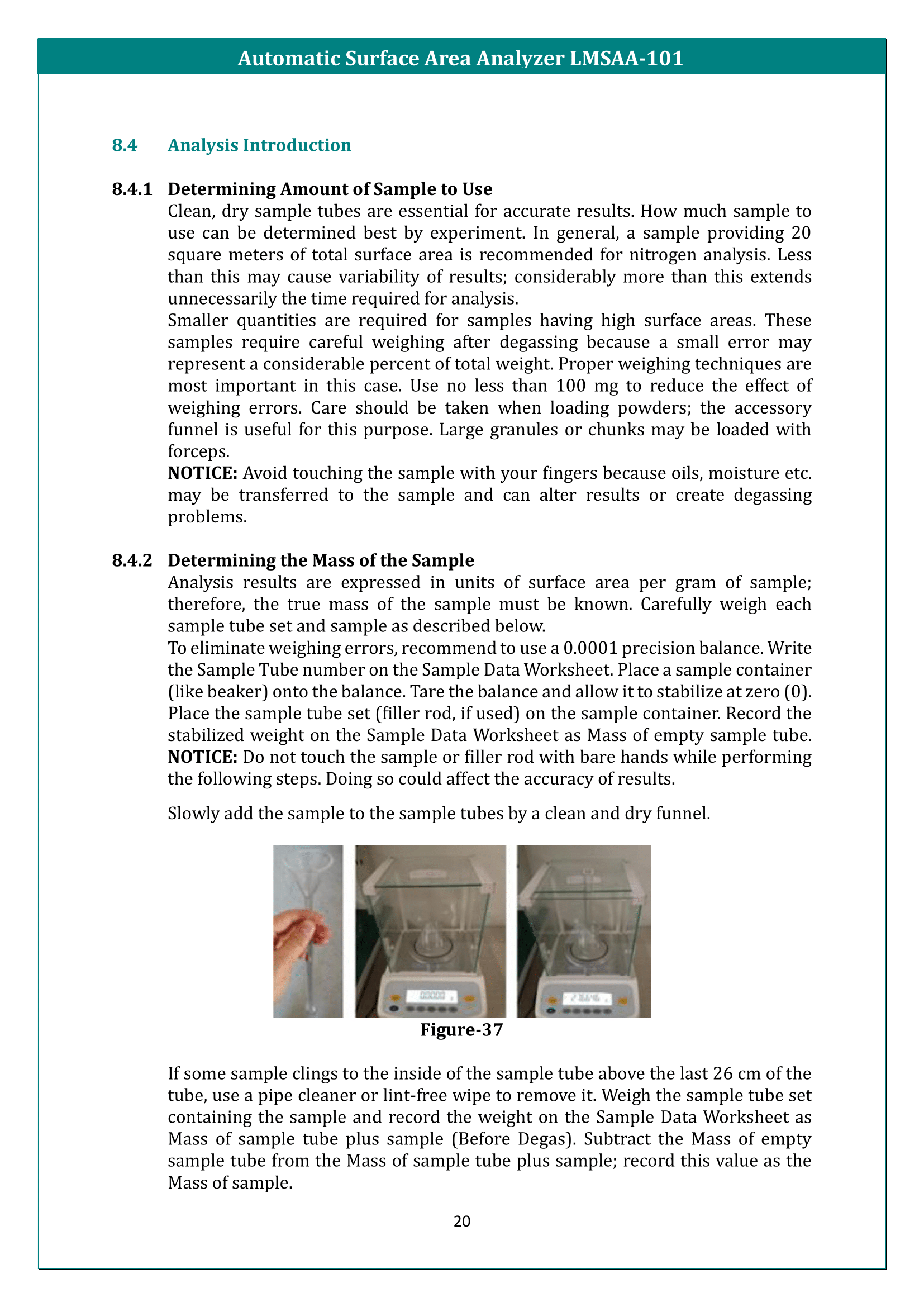 Automatic Surface Area Analyzer LMSAA-101 Manual