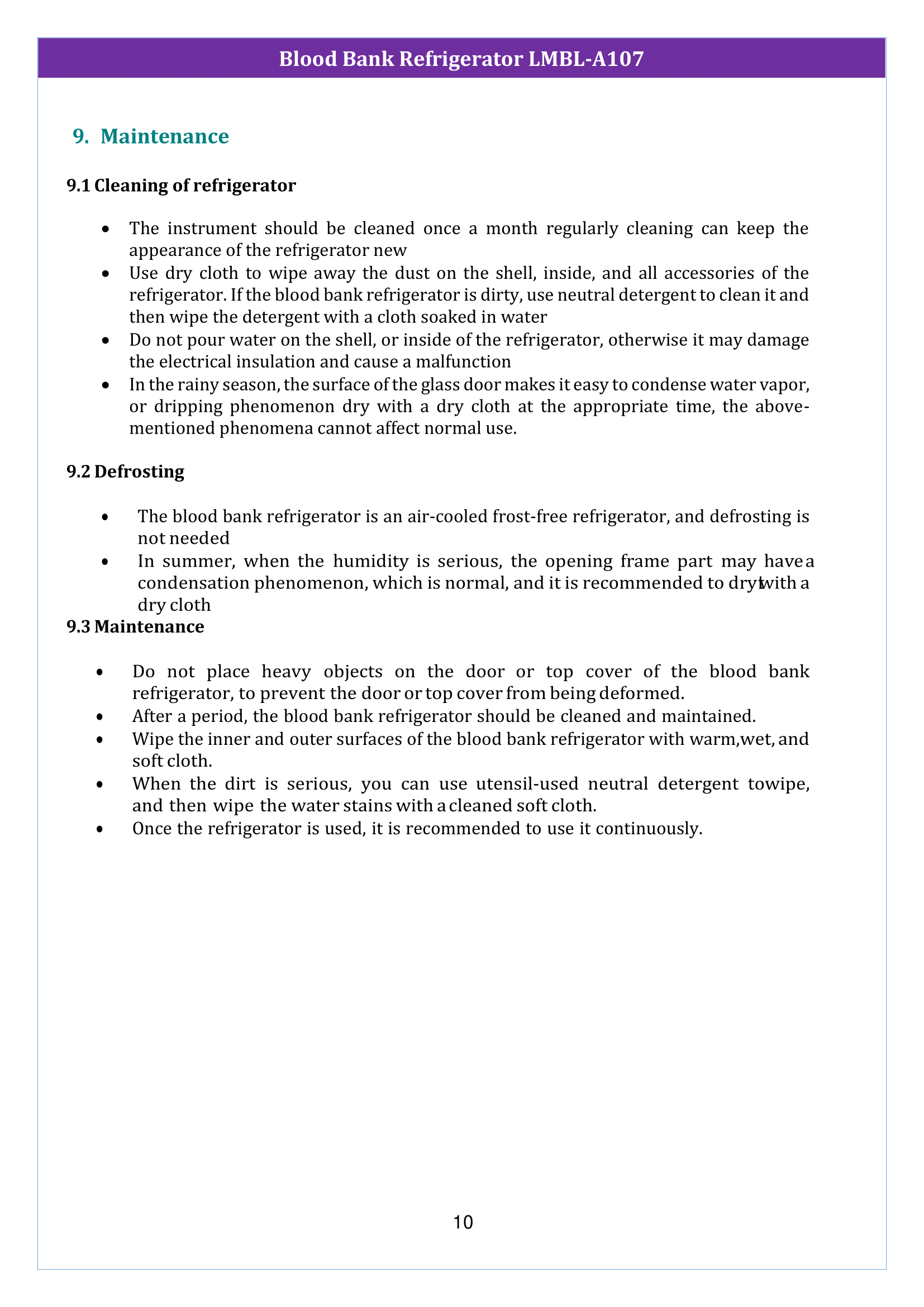 Blood Bank Refrigerator LMBL-A107 Manual
