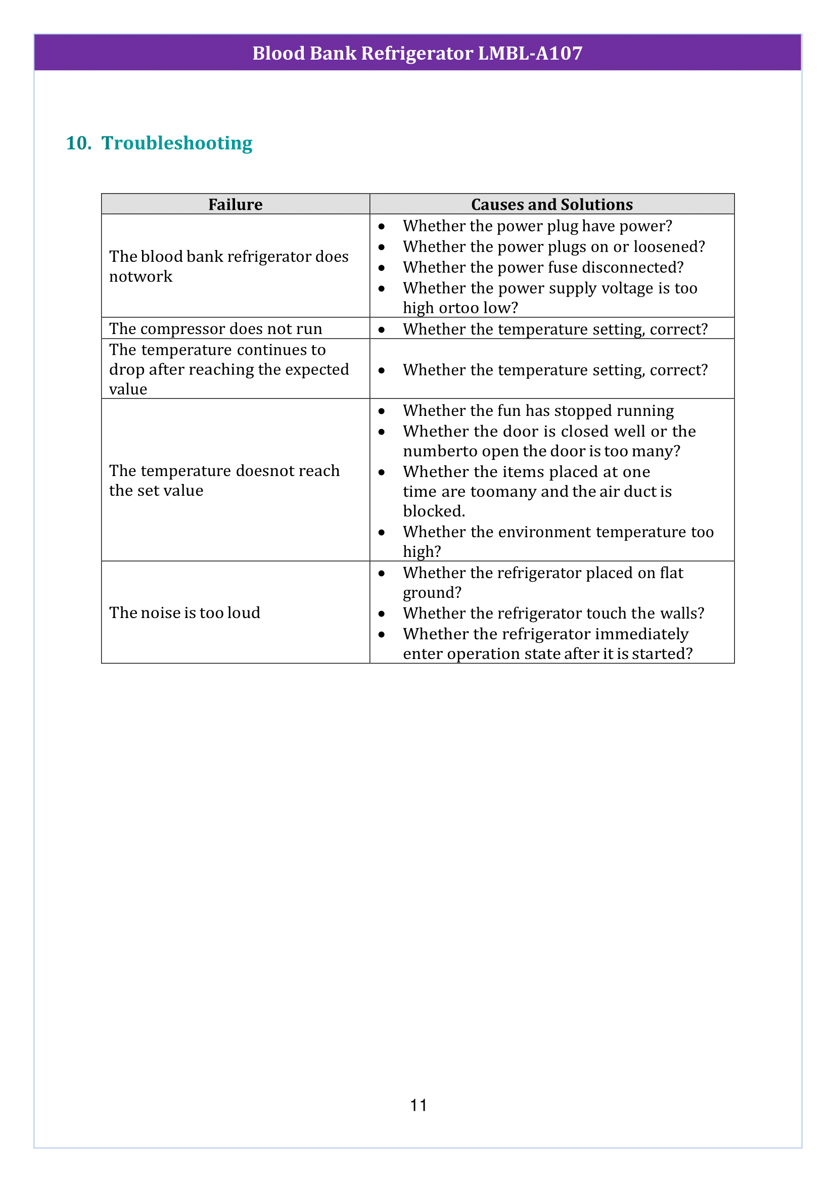 Blood Bank Refrigerator LMBL-A107 Manual