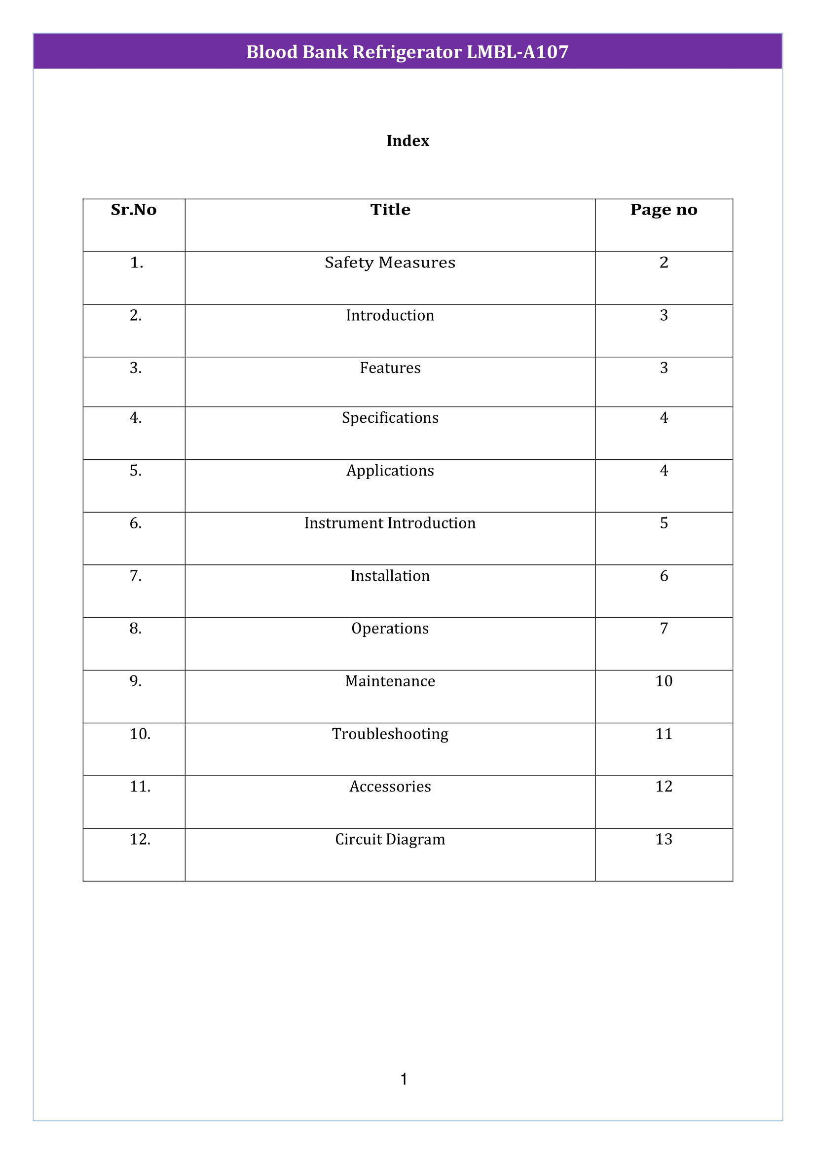Blood Bank Refrigerator LMBL-A107 Manual