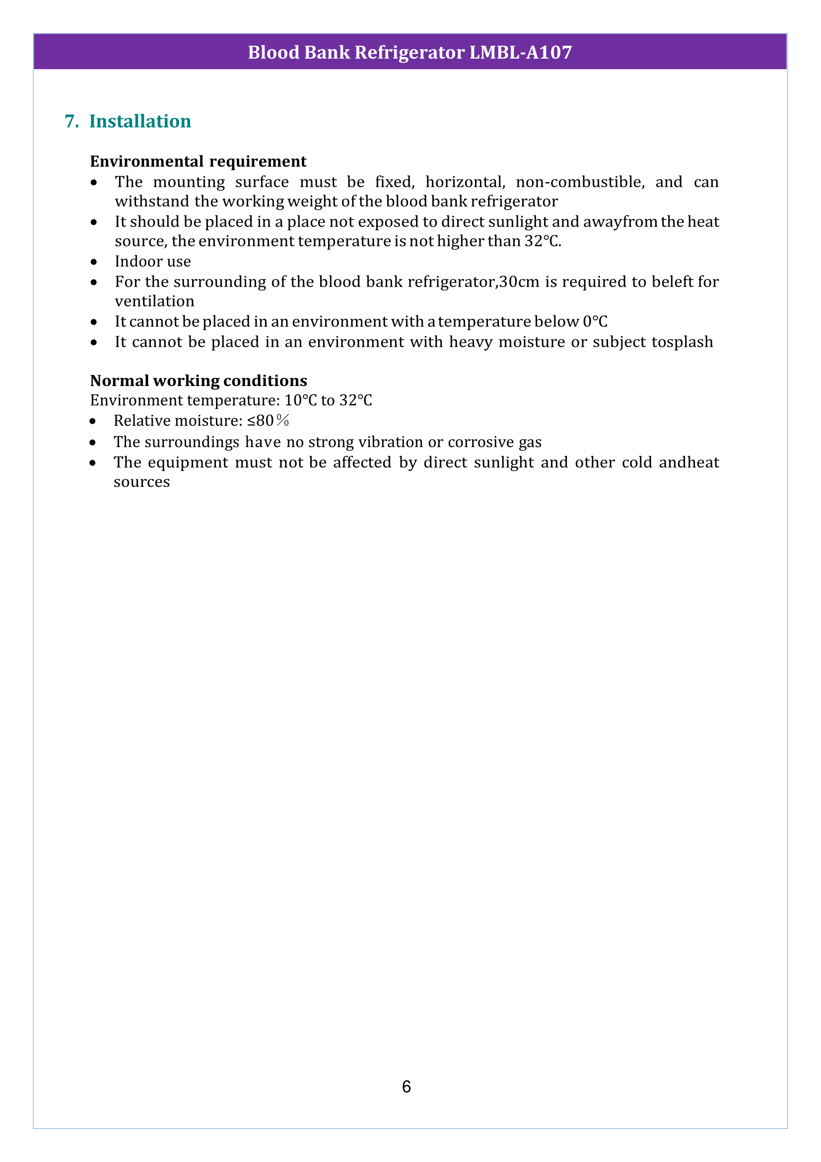 Blood Bank Refrigerator LMBL-A107 Manual