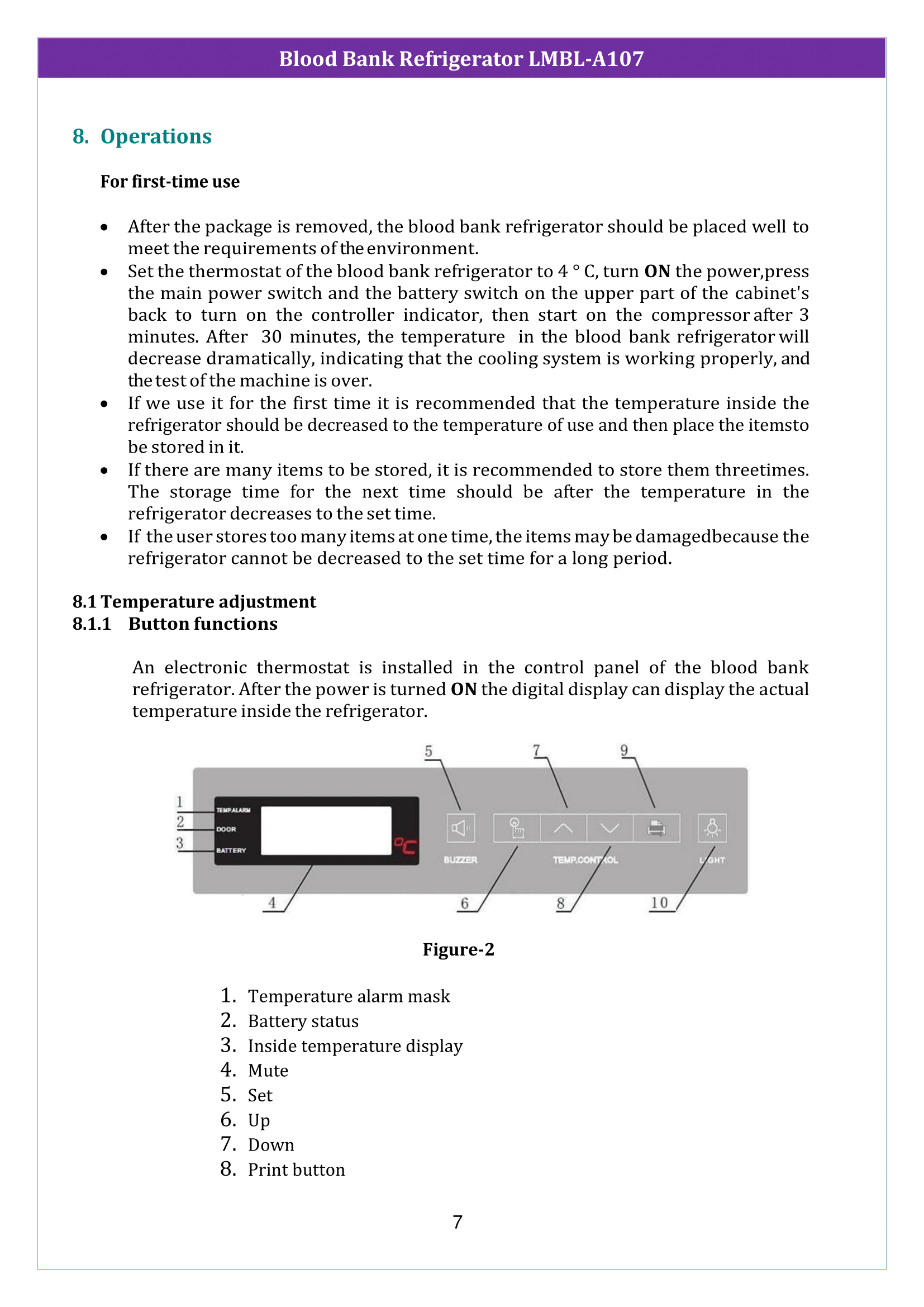 Blood Bank Refrigerator LMBL-A107 Manual
