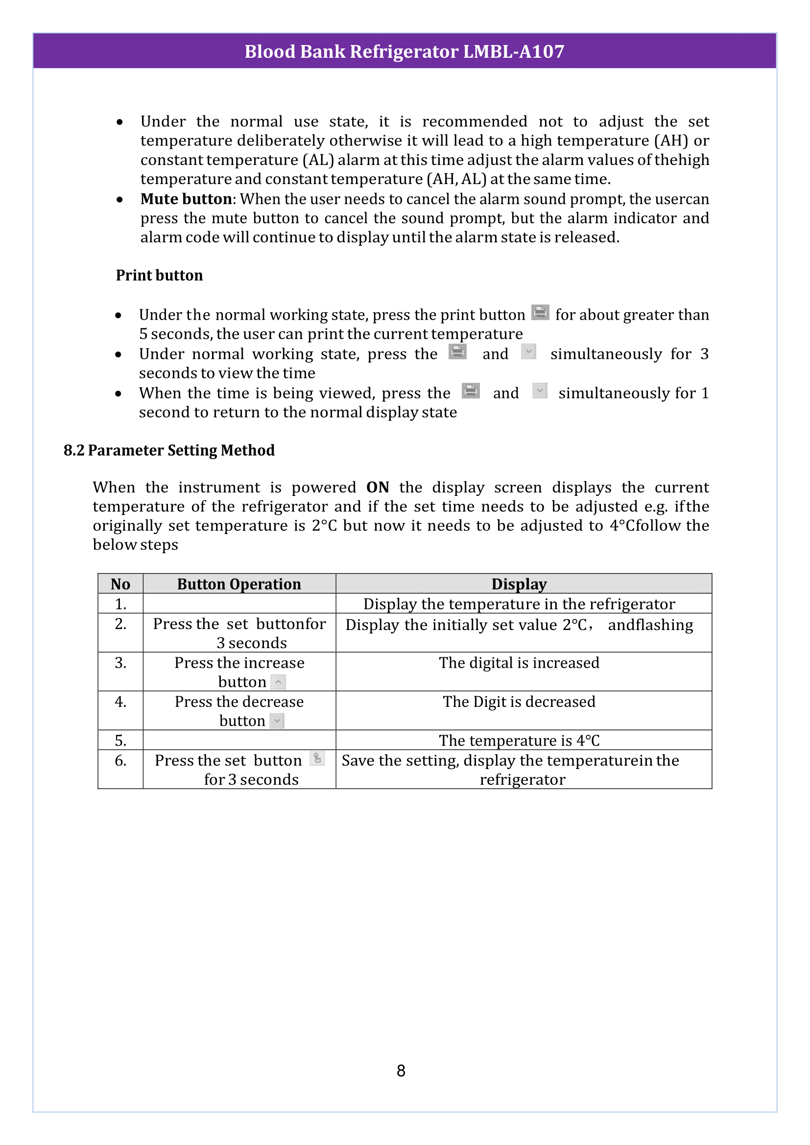 Blood Bank Refrigerator LMBL-A107 Manual