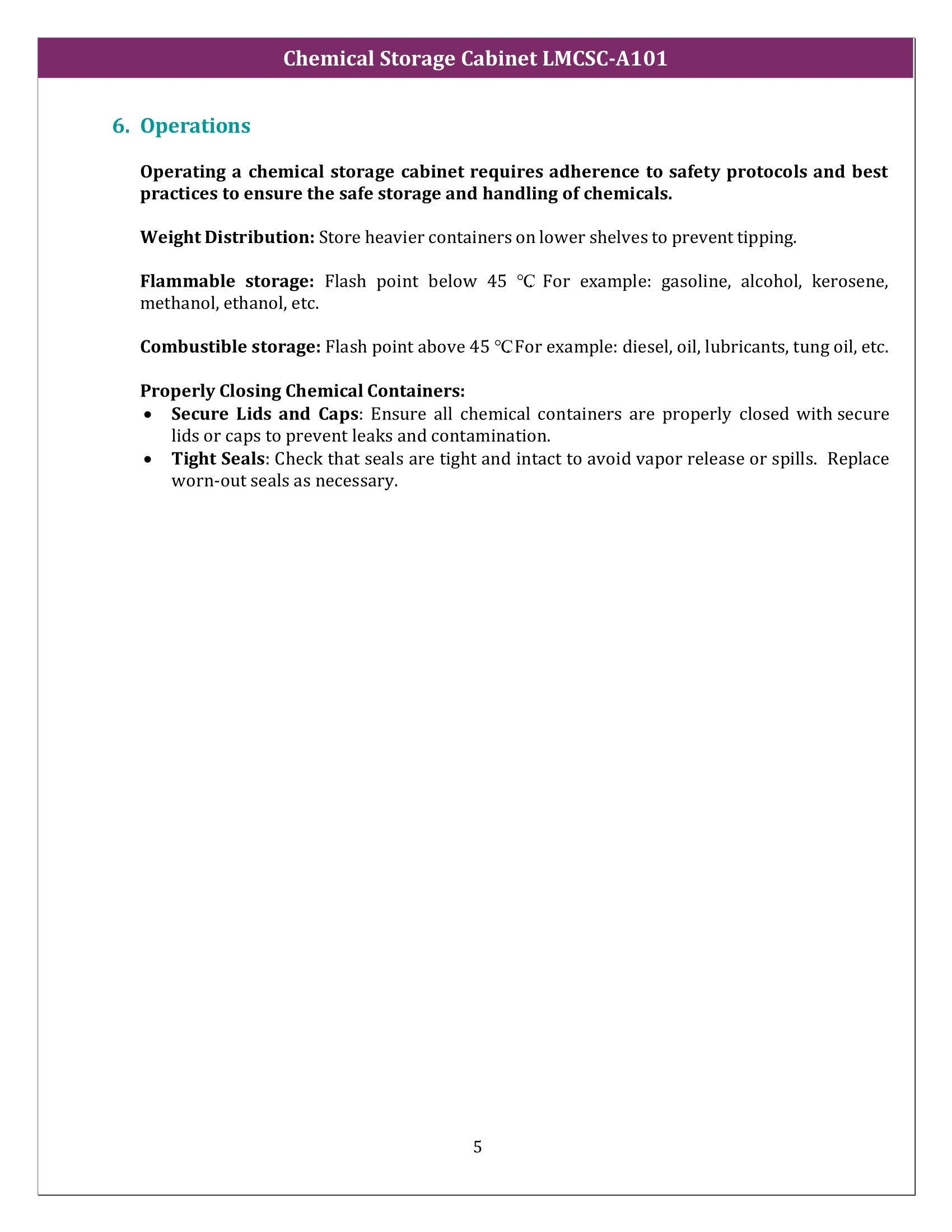 Chemical Storage Cabinet LMCSC-A101 Manual