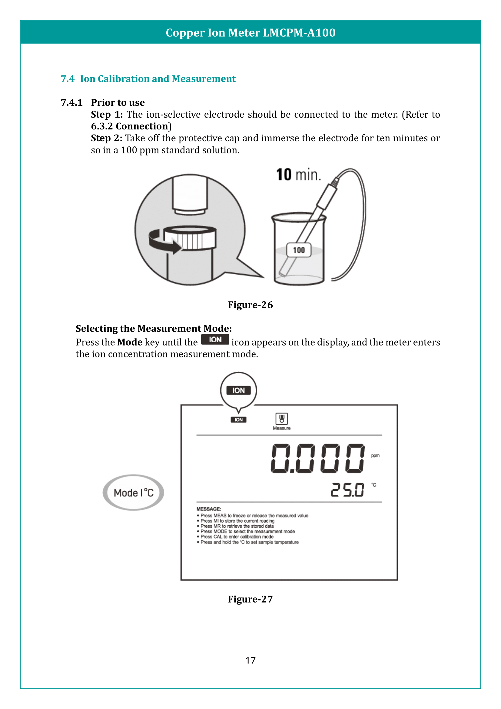 Copper Ion Meter LMCPM-A100 Manual