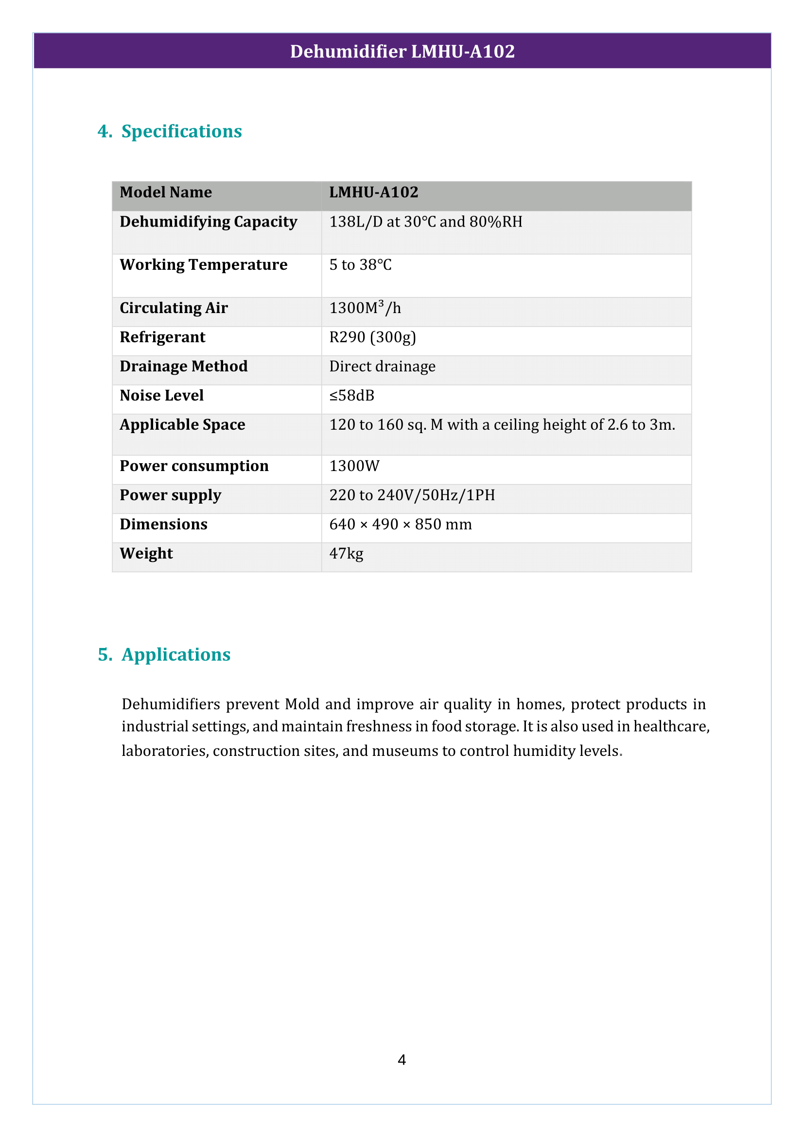 Dehumidifier LMHU-A102 Manual