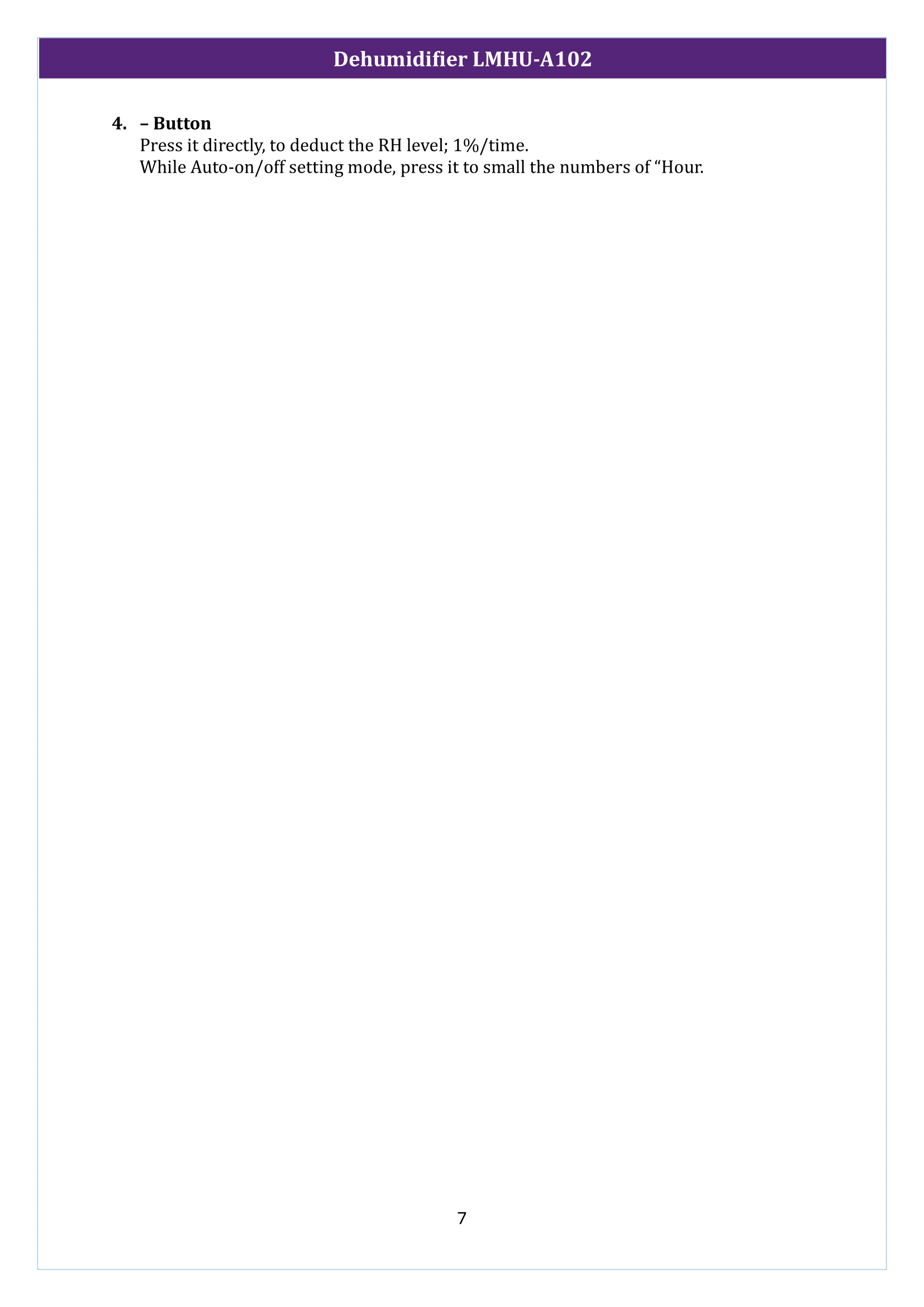 Dehumidifier LMHU-A102 Manual