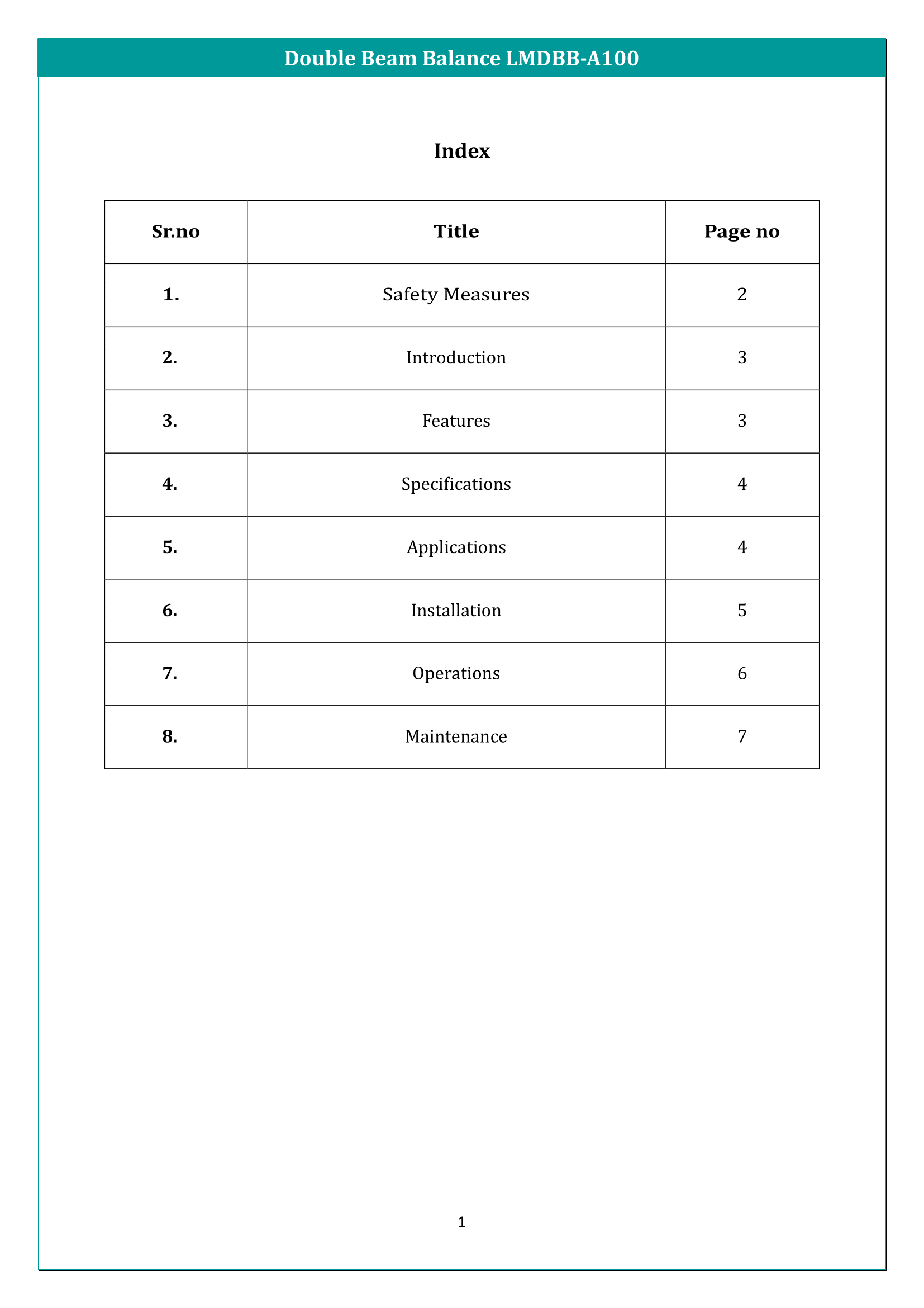 Double Beam Balance LMDBB-A100 Manual