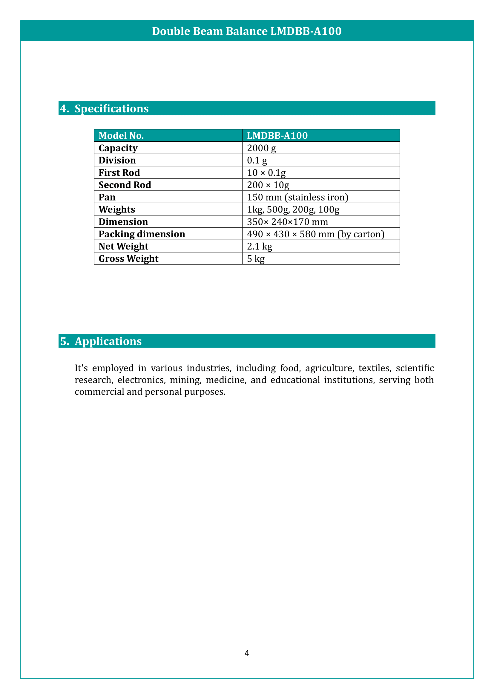 Double Beam Balance LMDBB-A100 Manual