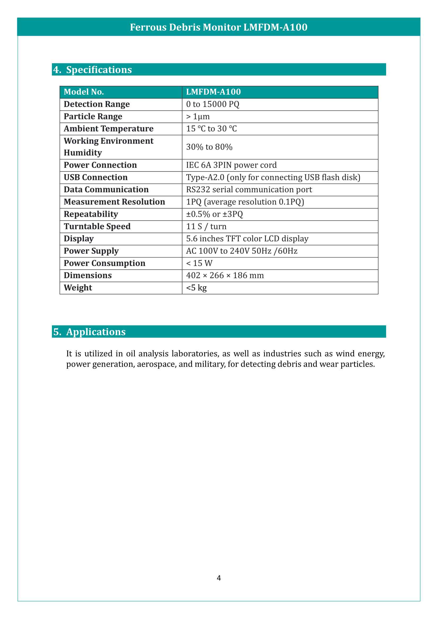 Ferrous Debris Monitor LMFDM-A100 Manual