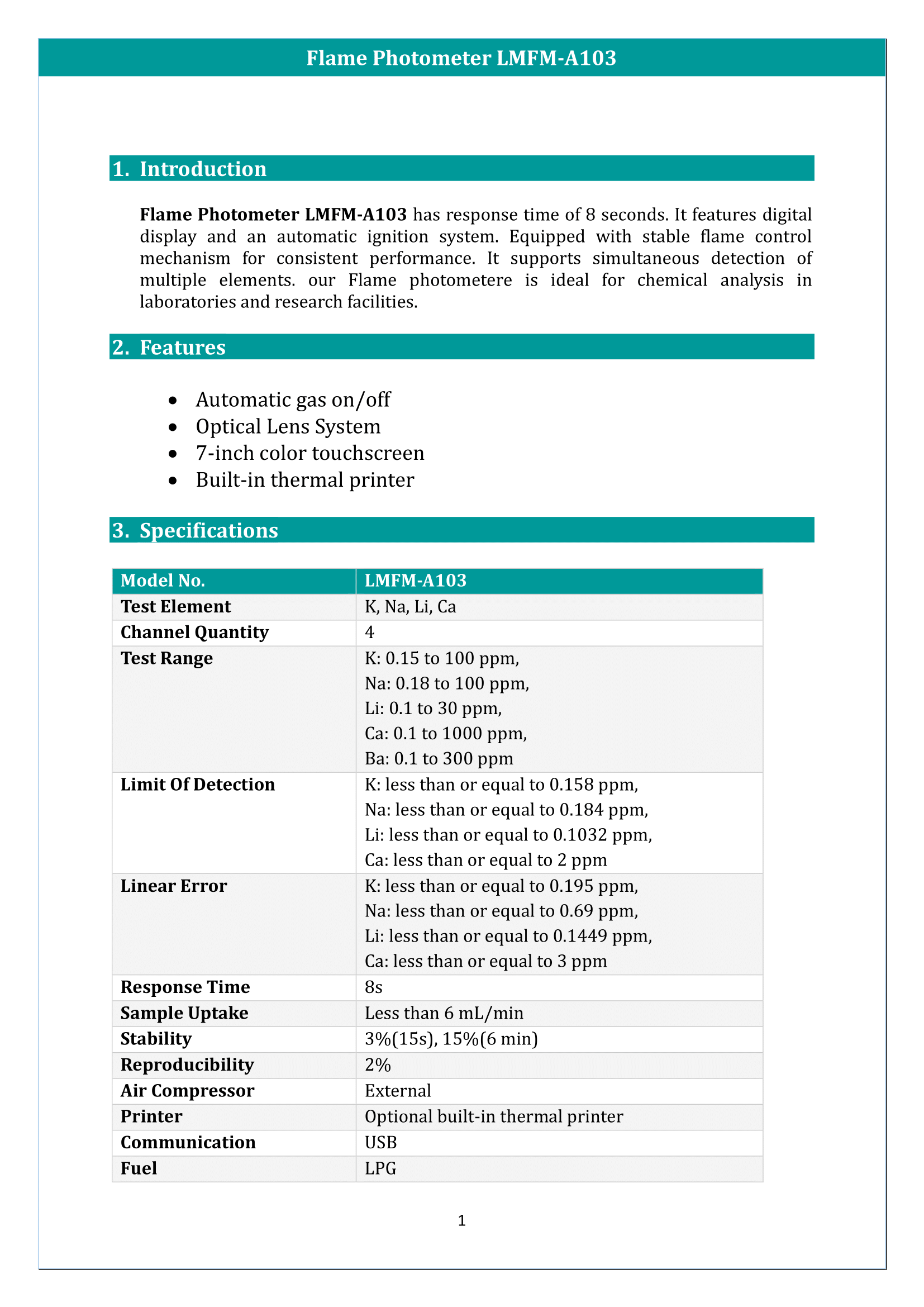 Flame Photometer LMFM-A103 Manual