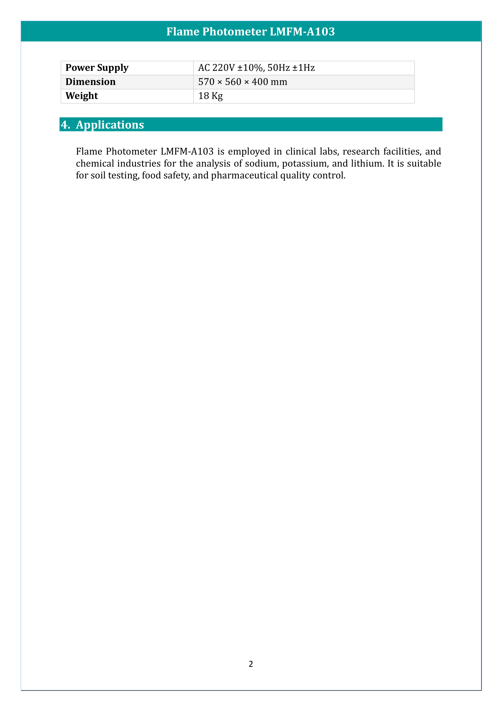 Flame Photometer LMFM-A103 Manual
