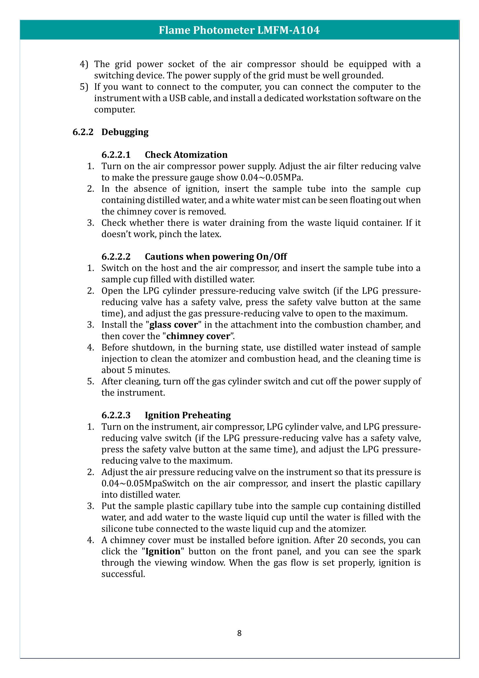 Flame Photometer LMFM-A104 Manual