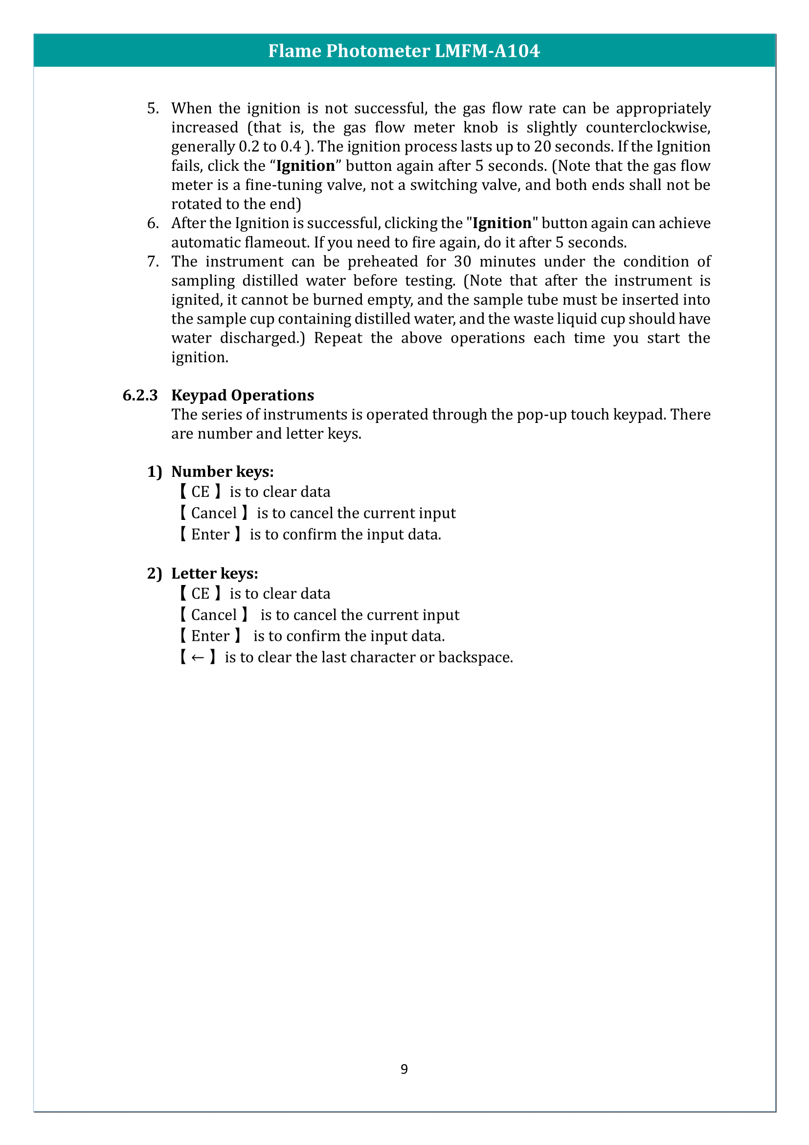 Flame Photometer LMFM-A104 Manual