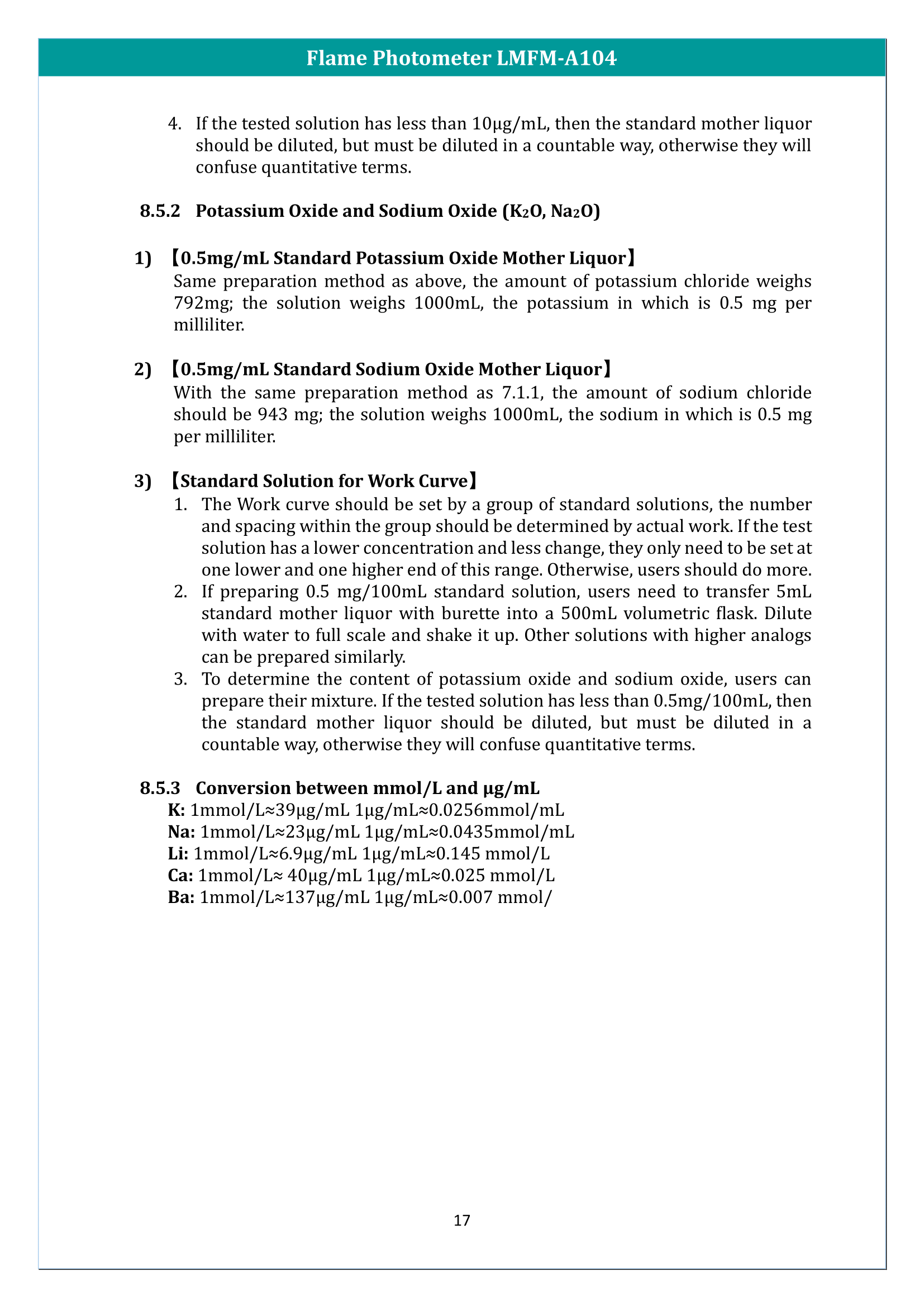 Flame Photometer LMFM-A104 Manual