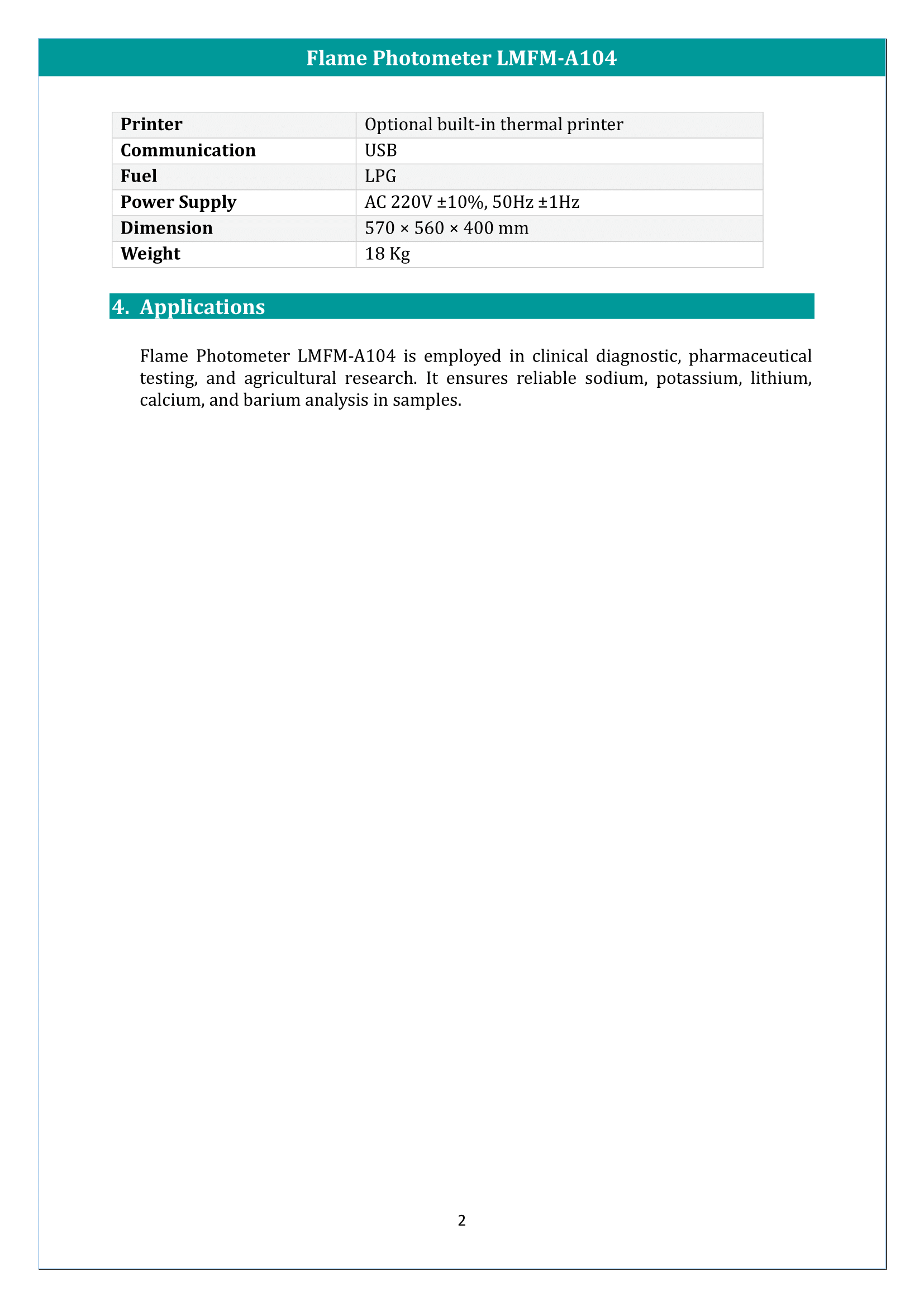 Flame Photometer LMFM-A104 Manual