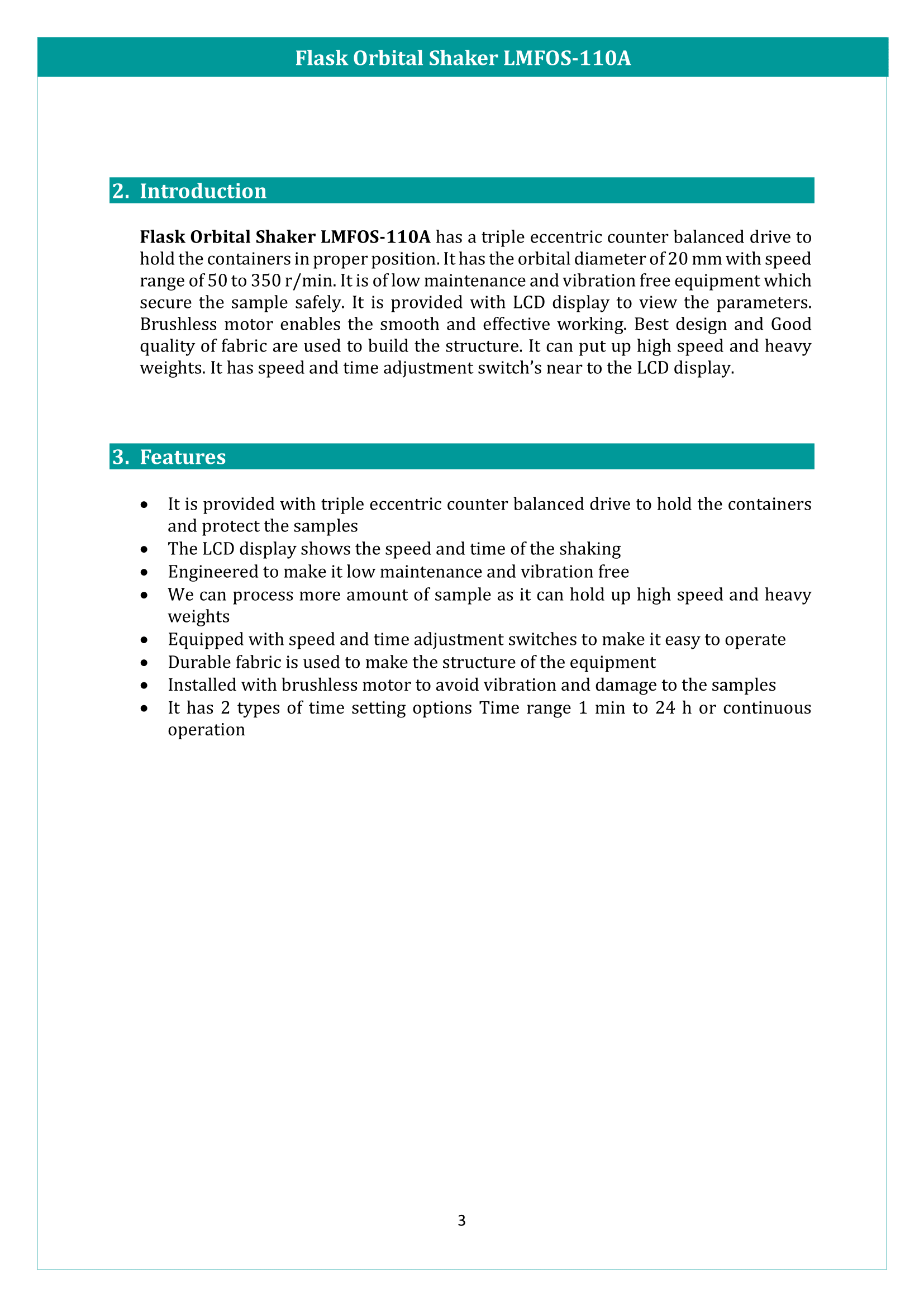 Flask Orbital Shaker LMFOS-110A Manual