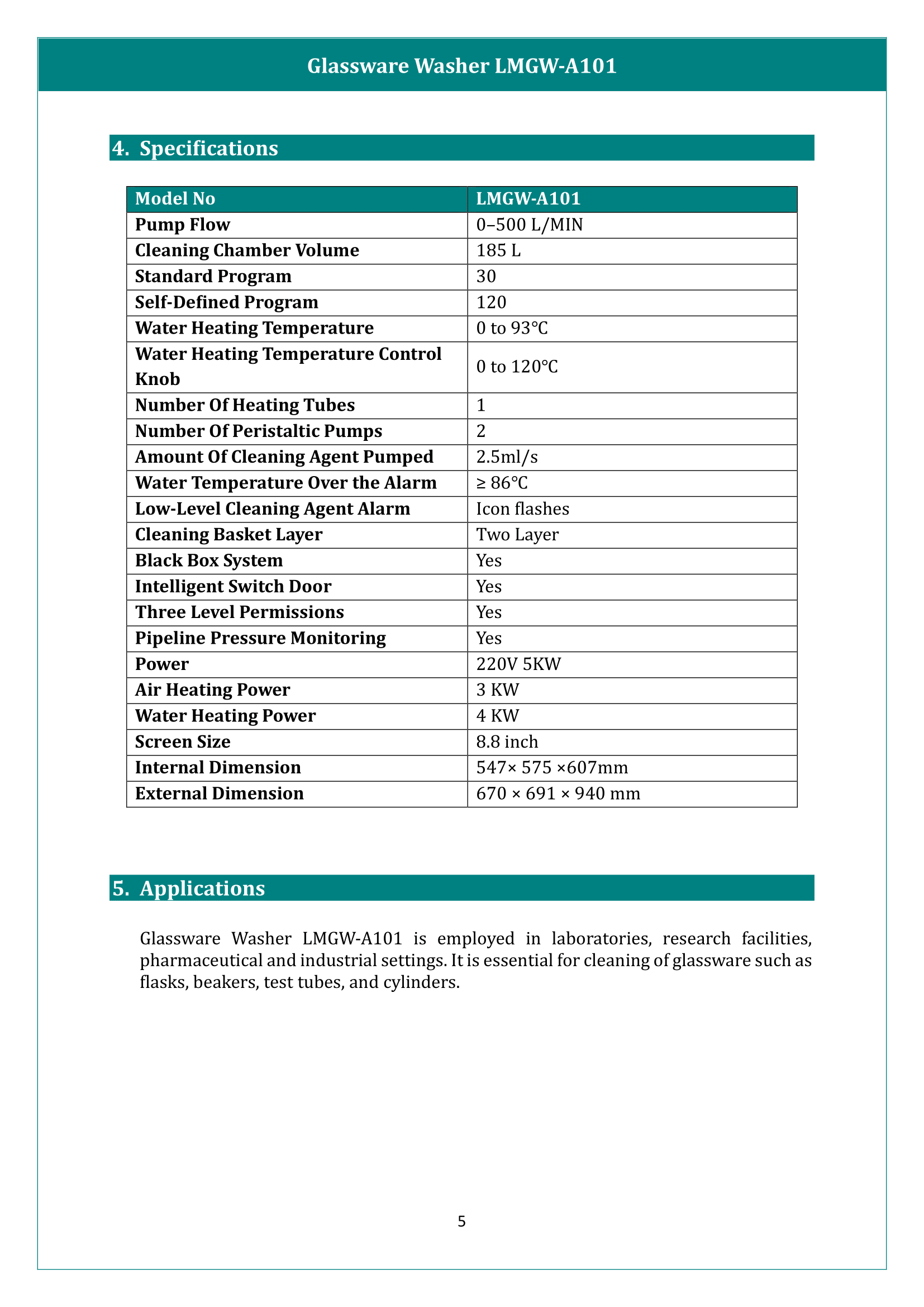 Glassware Washer LMGW-A101 Manual