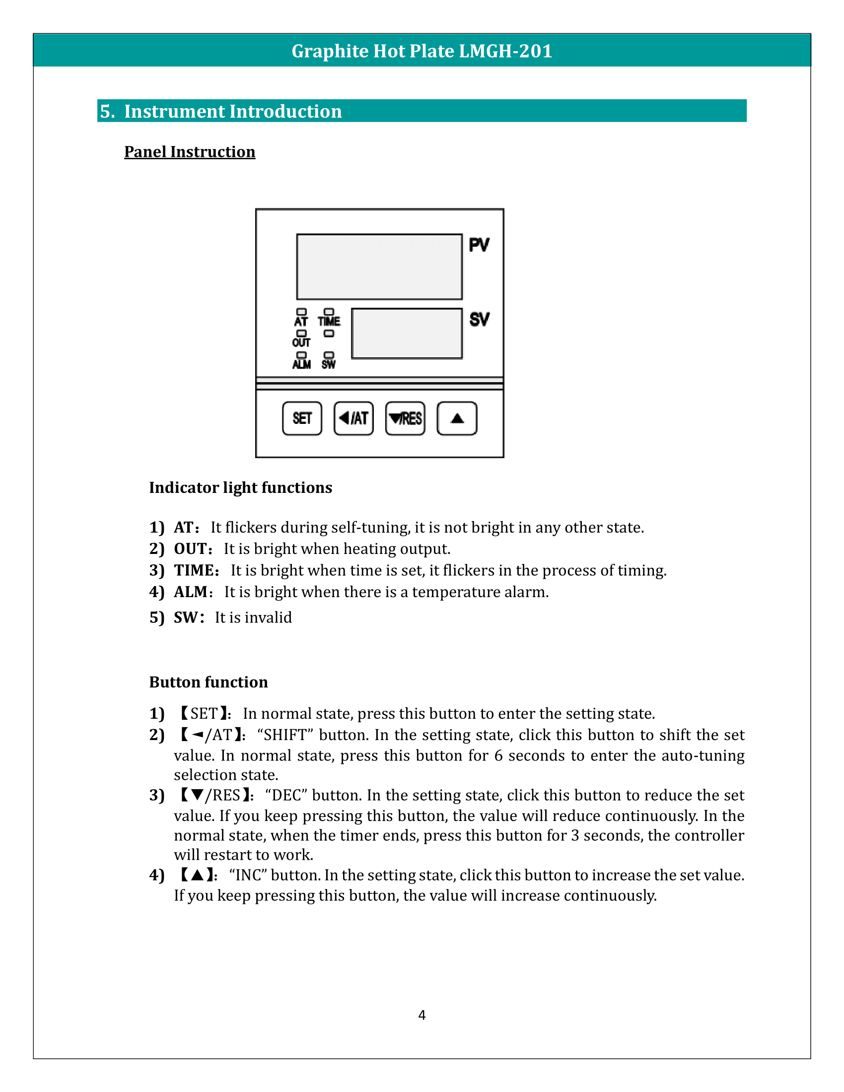 Graphite Hot Plate LMGH-201 Manual