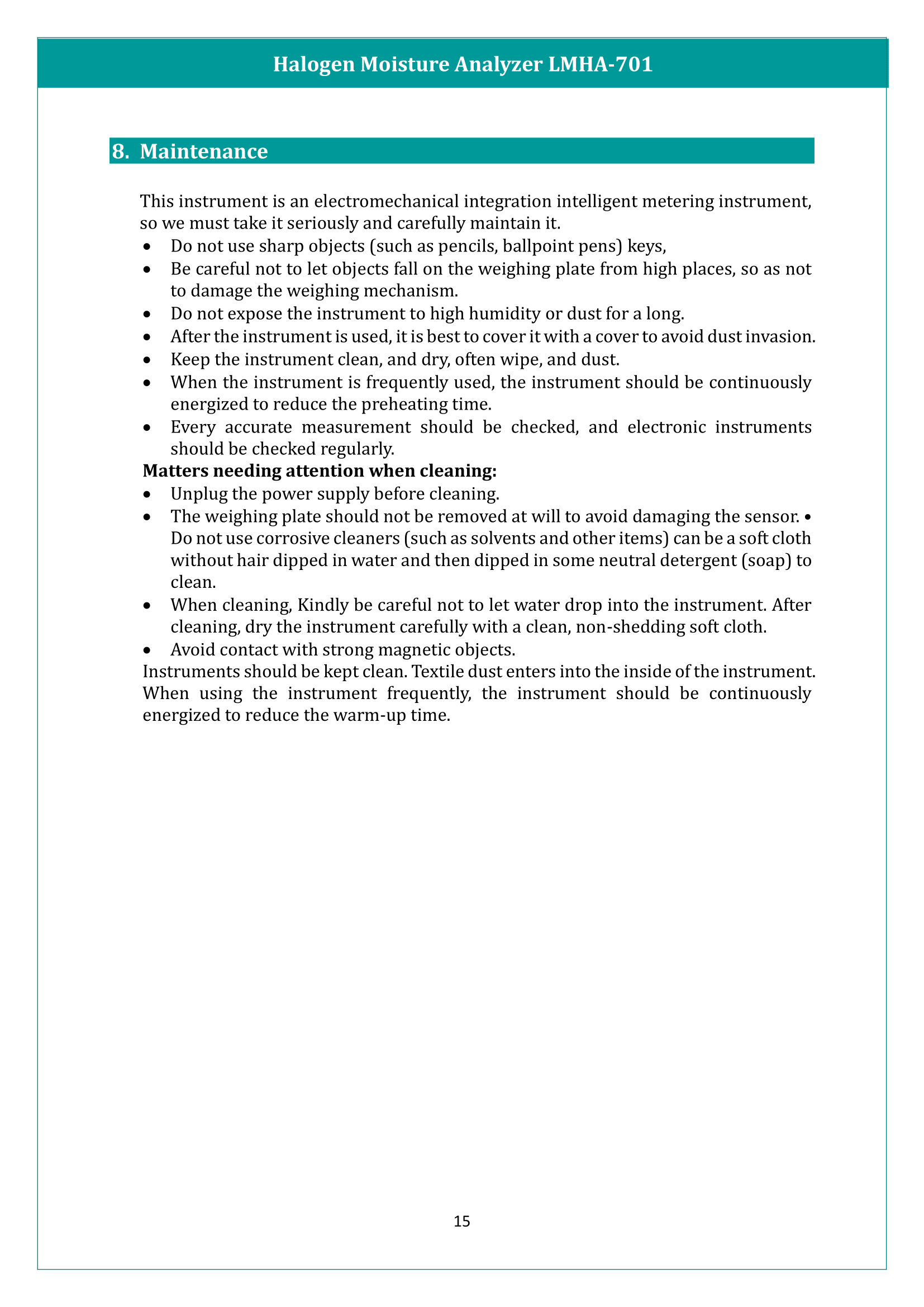 Halogen Moisture Analyzer LMHA-701 Manual
