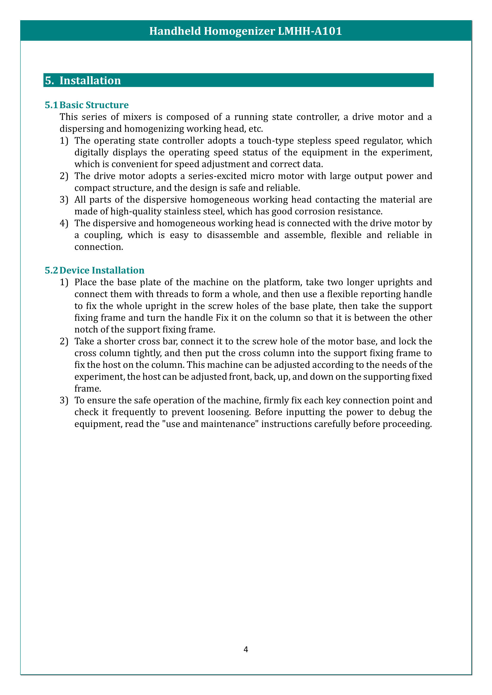 Handheld Homogenizer LMHH-A101 Manual