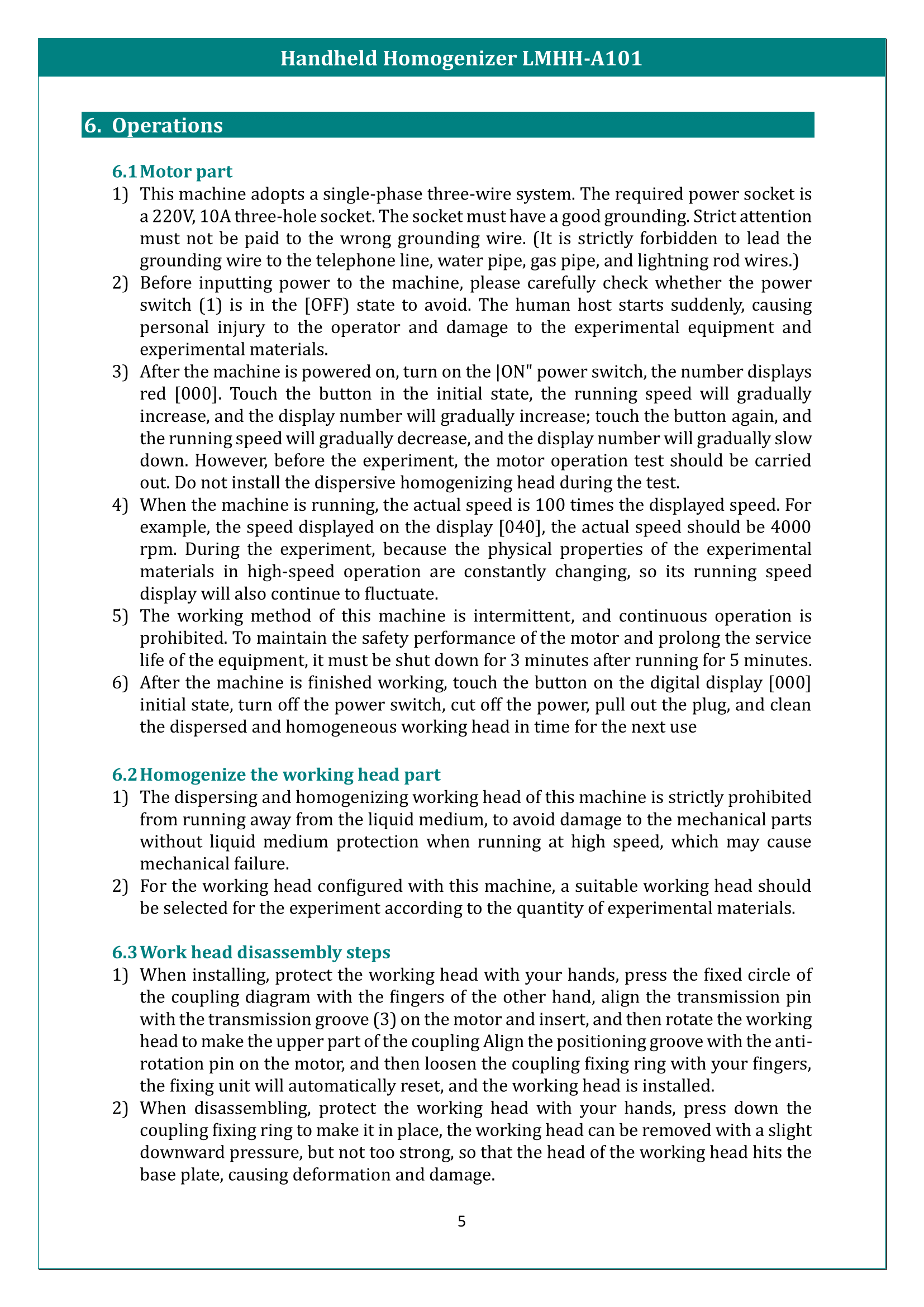 Handheld Homogenizer LMHH-A101 Manual