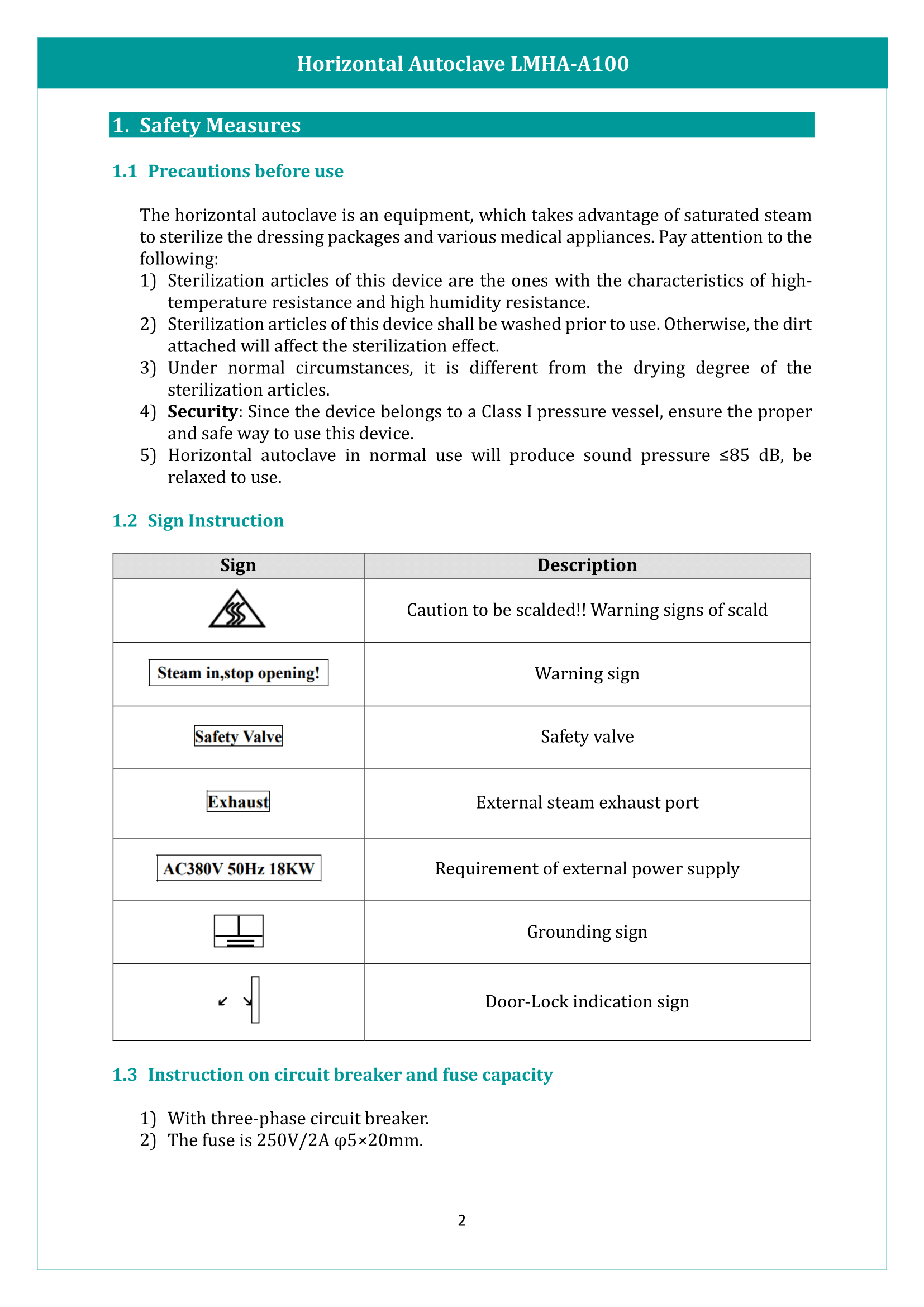 Horizontal Autoclave LMHA-A100 Manual