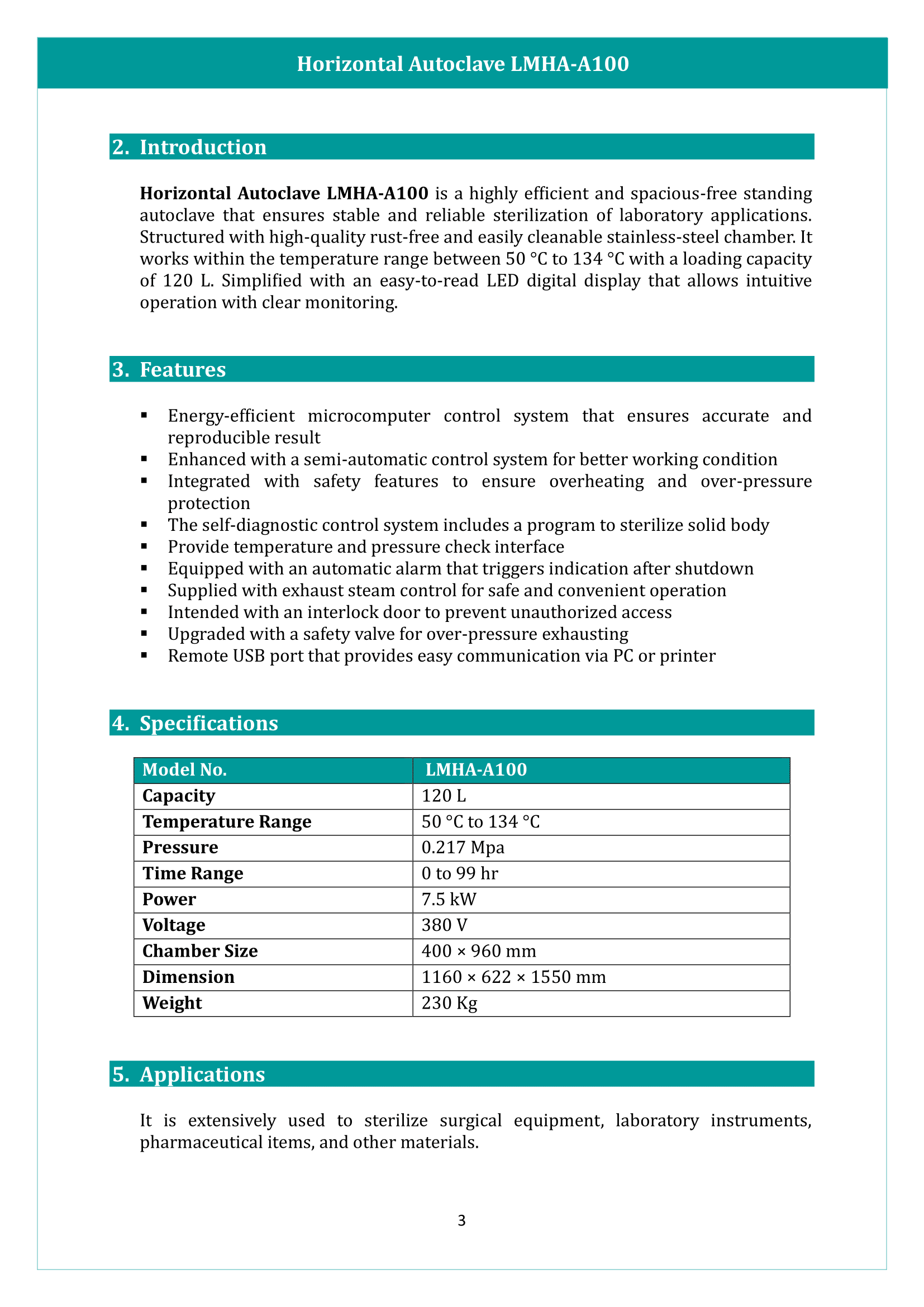 Horizontal Autoclave LMHA-A100 Manual