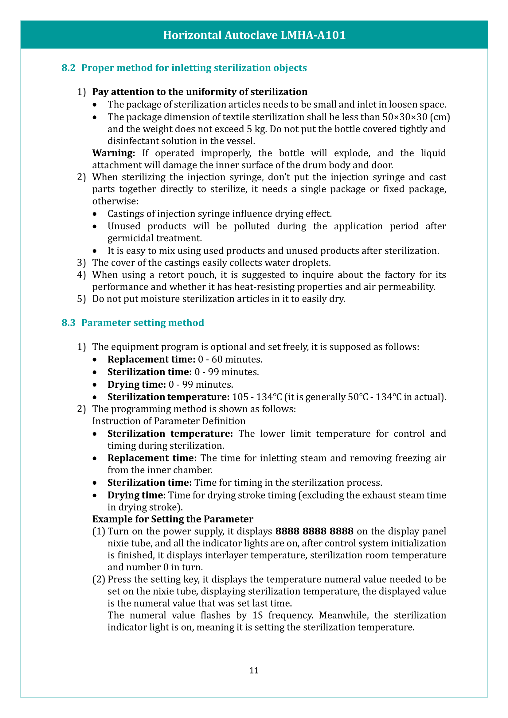 Horizontal Autoclave LMHA-A101 Manual