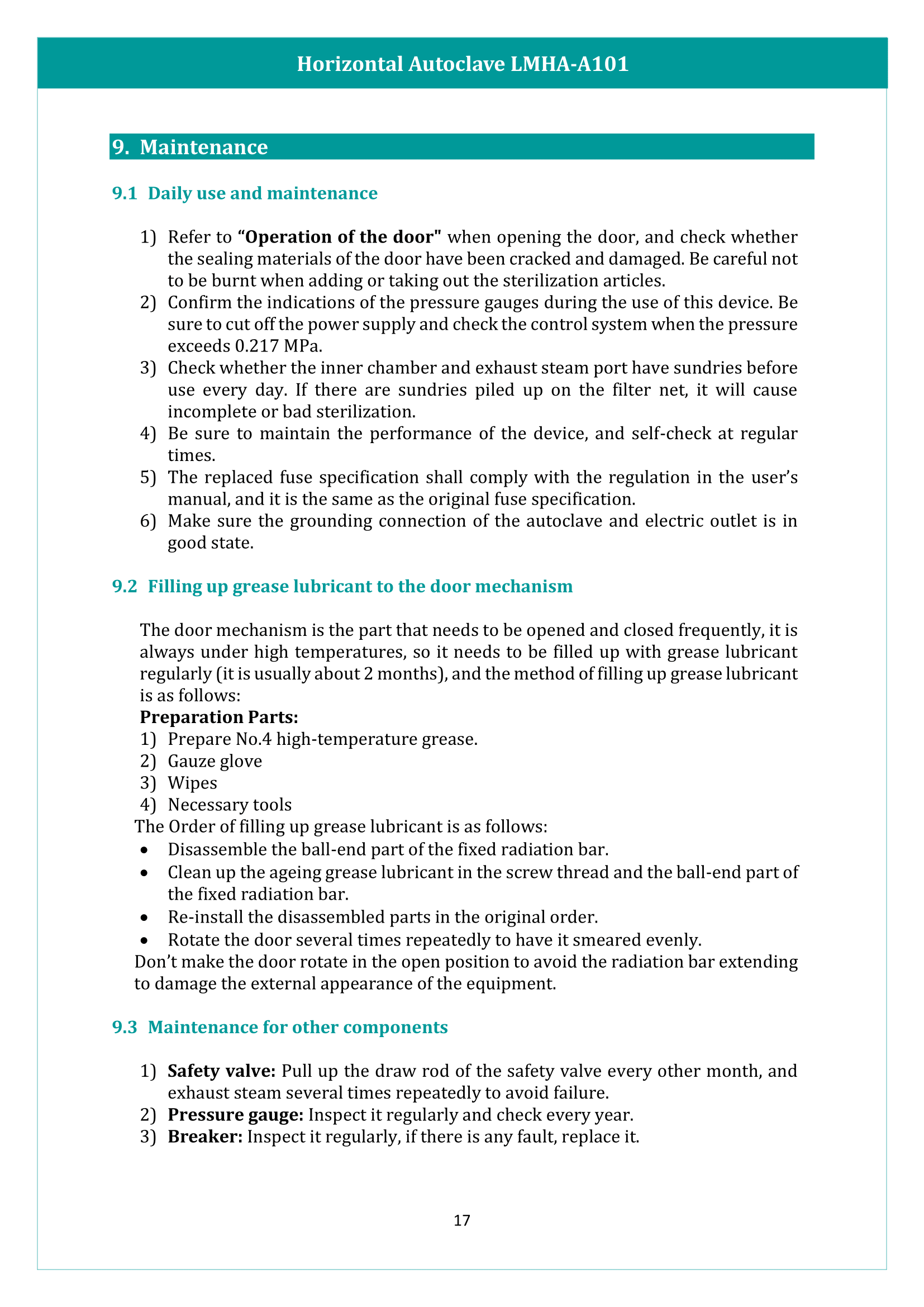 Horizontal Autoclave LMHA-A101 Manual