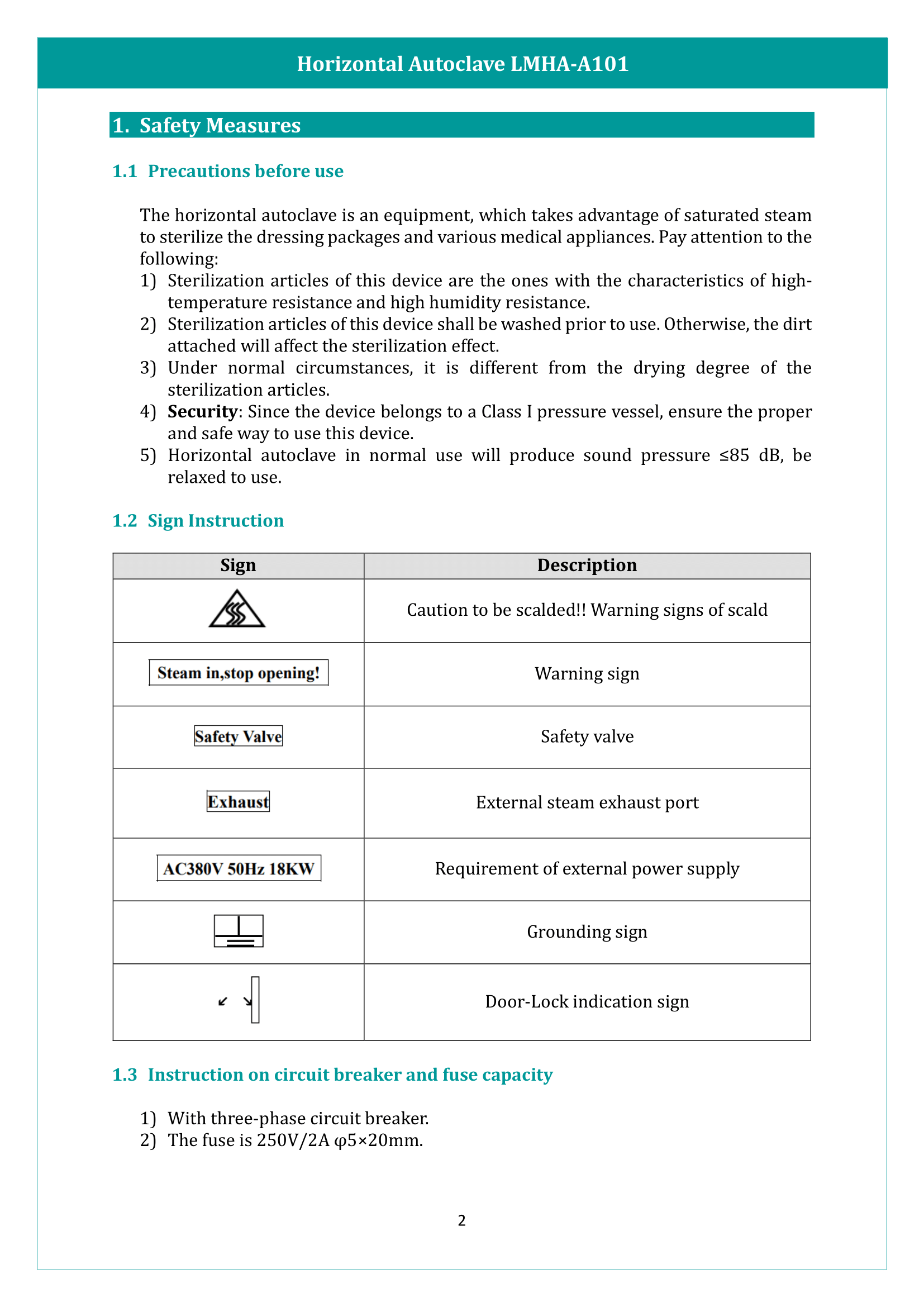 Horizontal Autoclave LMHA-A101 Manual