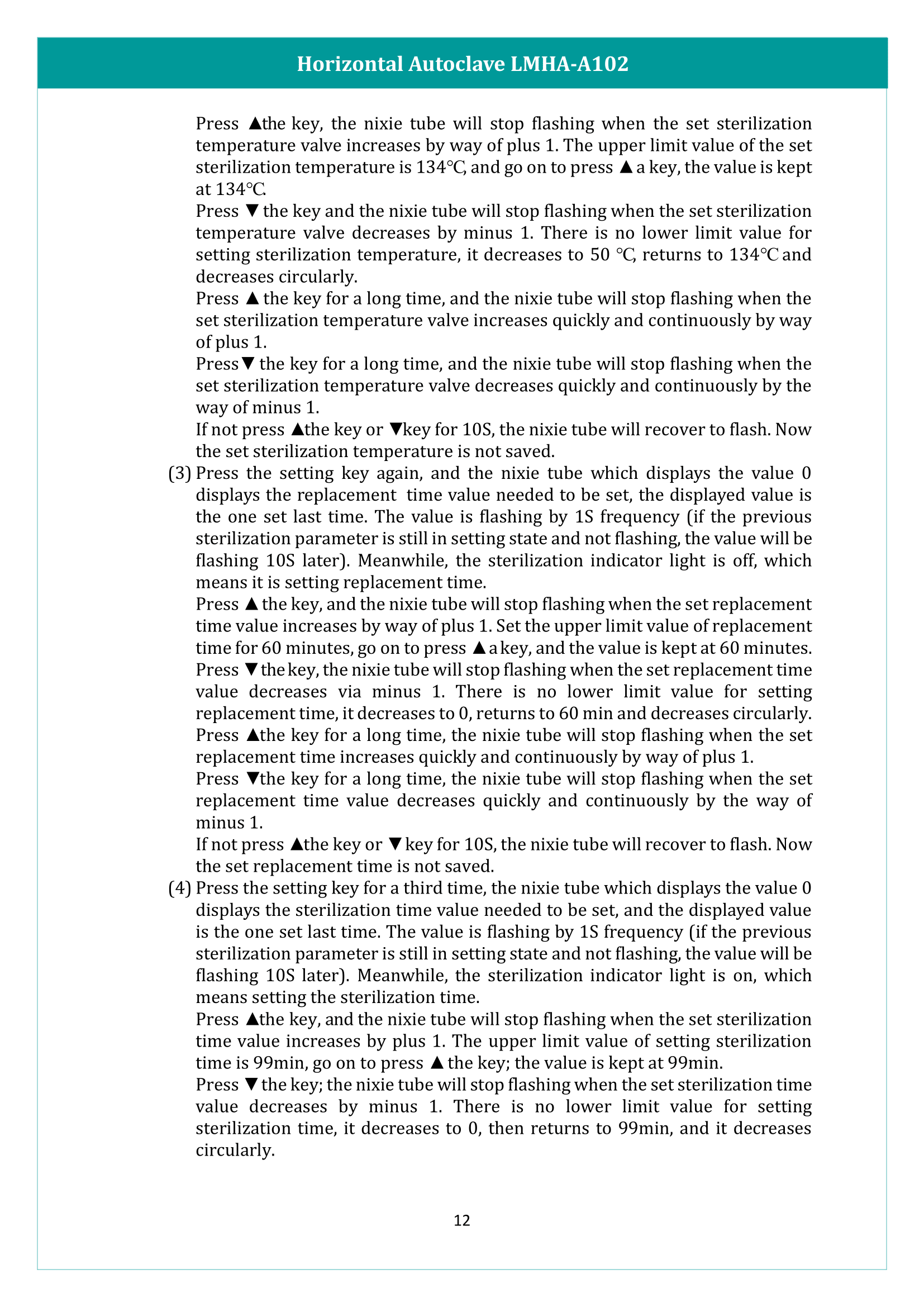 Horizontal Autoclave LMHA-A102 Manual