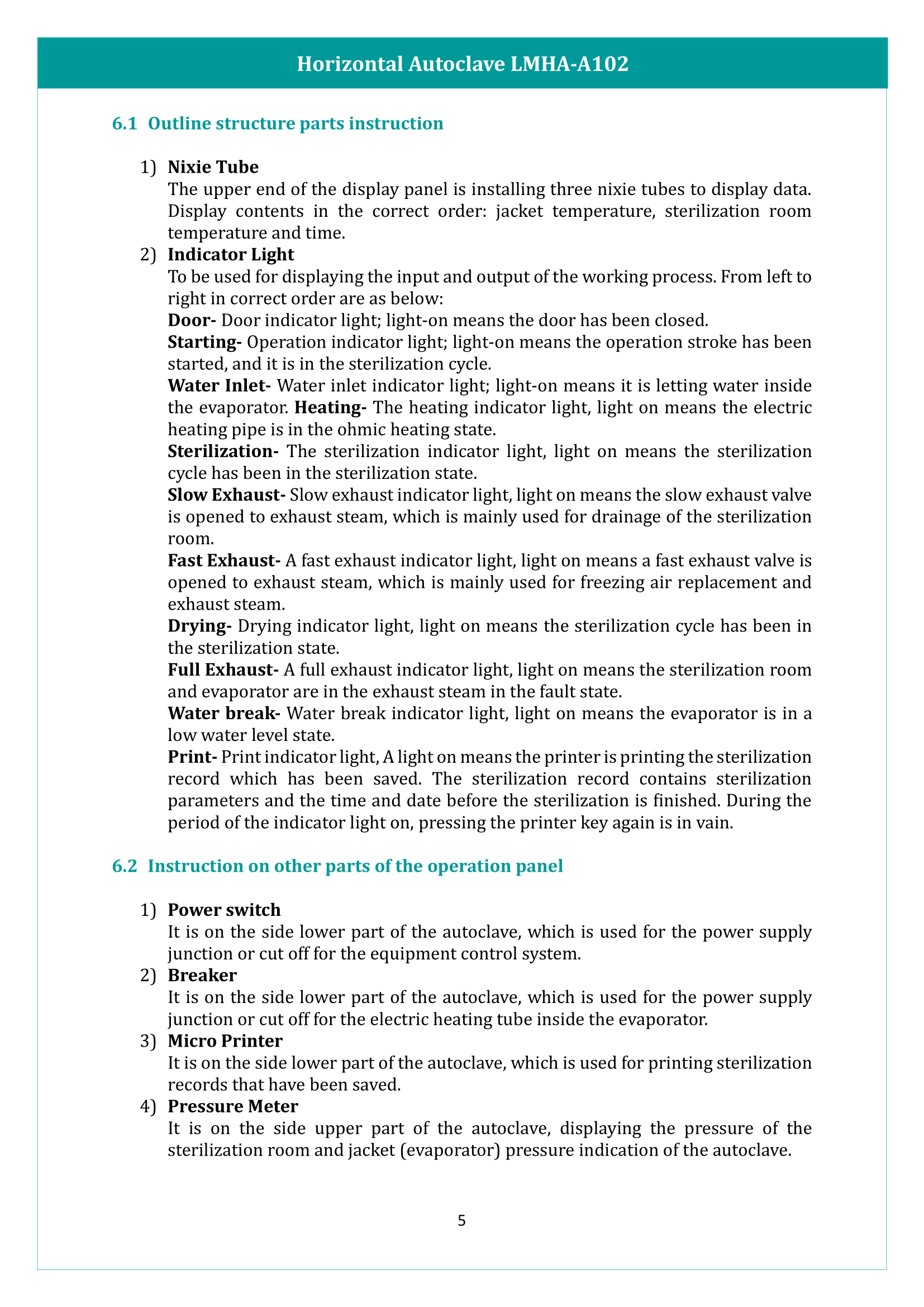 Horizontal Autoclave LMHA-A102 Manual