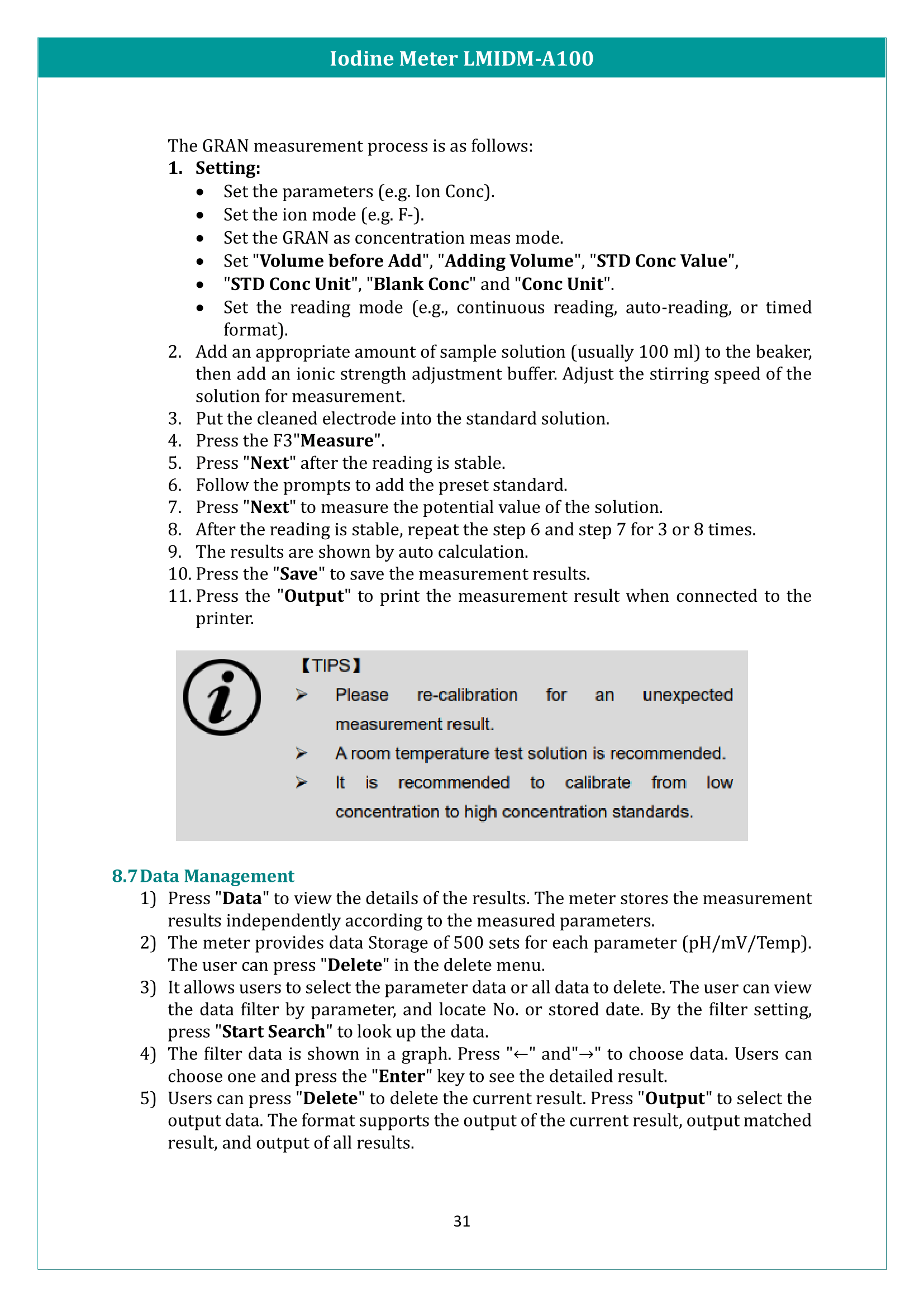 Iodine Meter LMIDM-A100 Manual