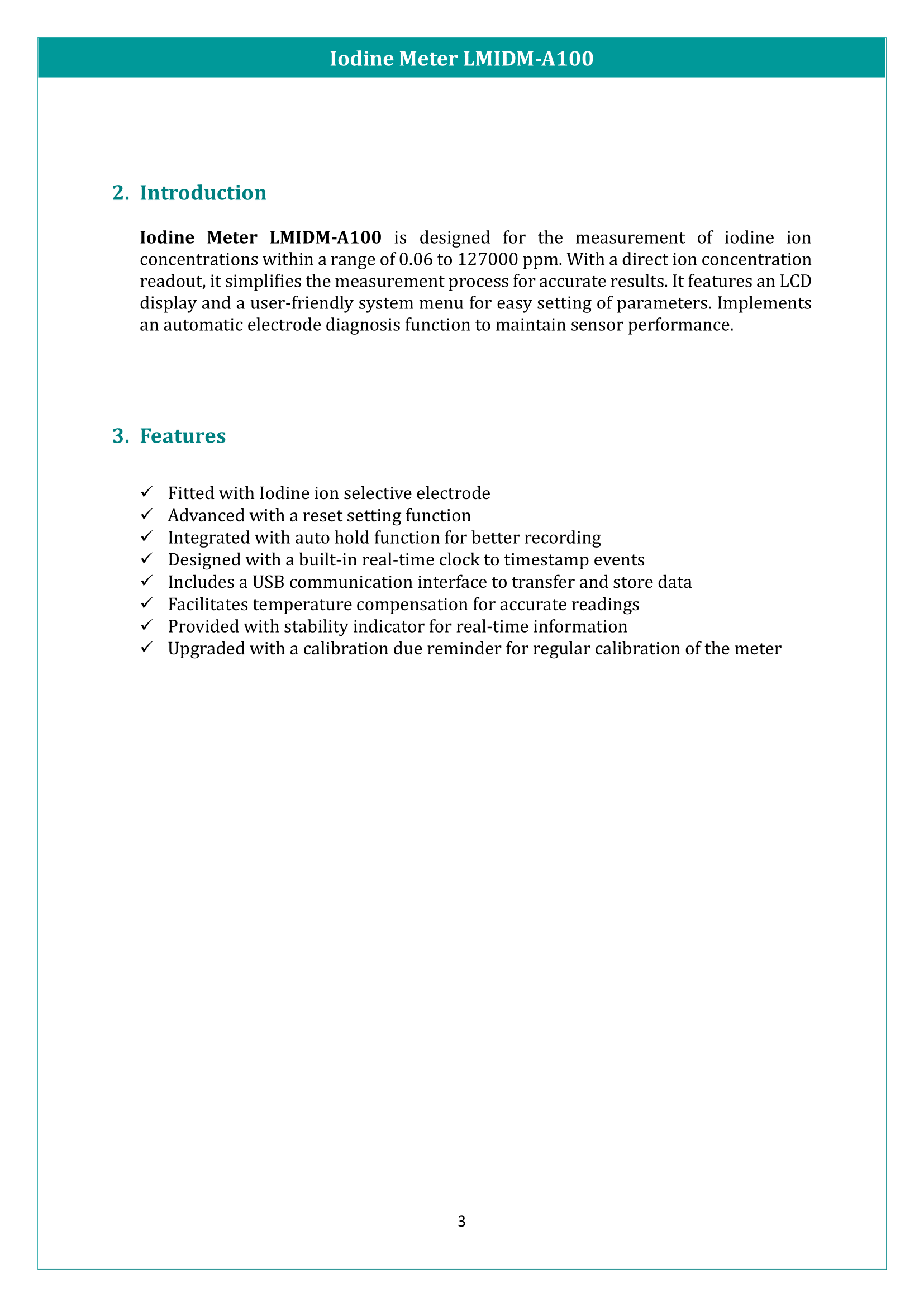 Iodine Meter LMIDM-A100 Manual