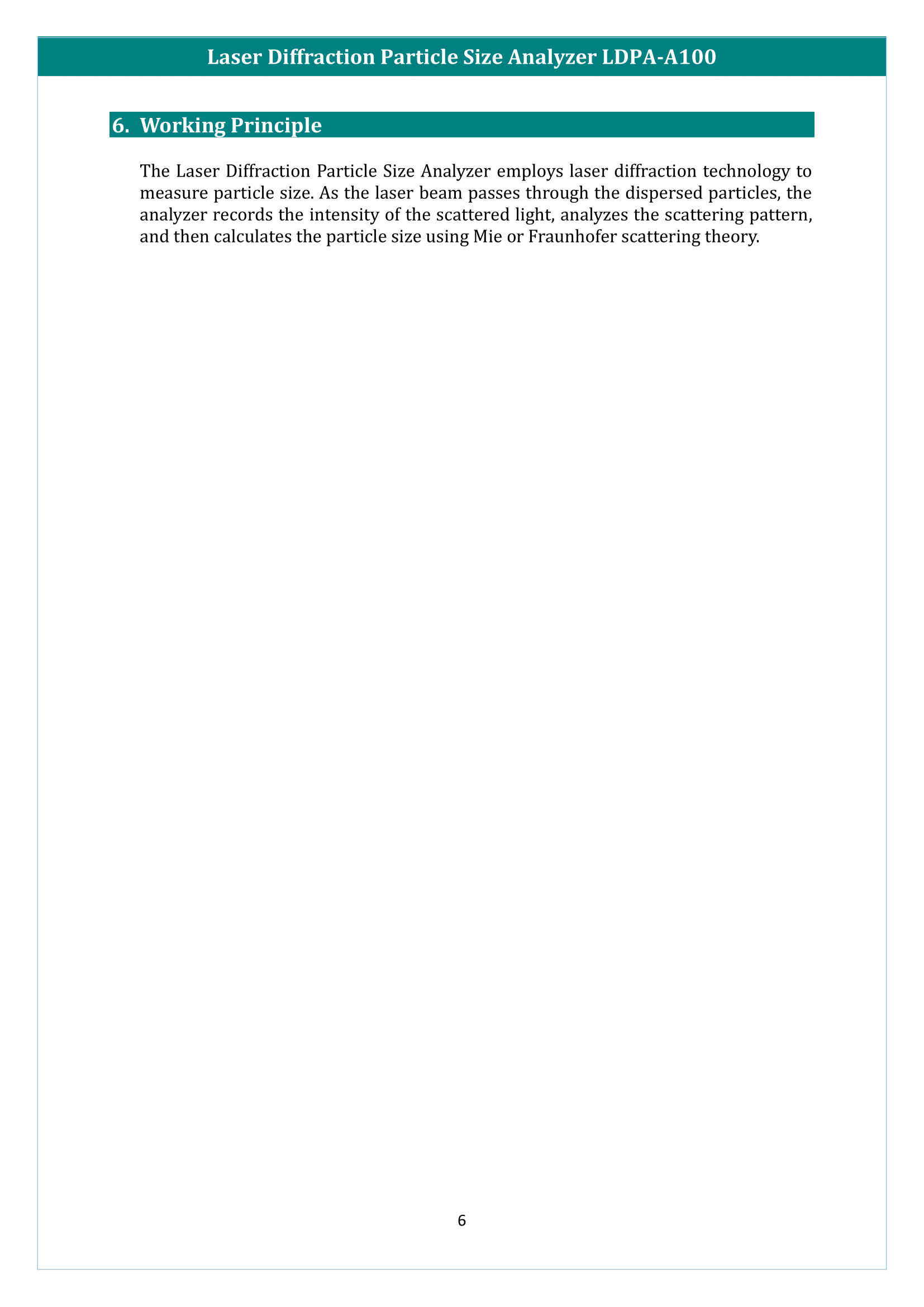 Laser Diffraction Particle Size Analyzer LDPA-A100 Manual