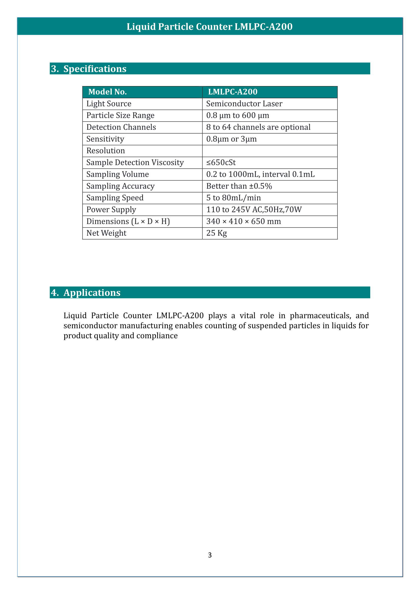 Liquid Particle Counter LMLPC-A200 Manual