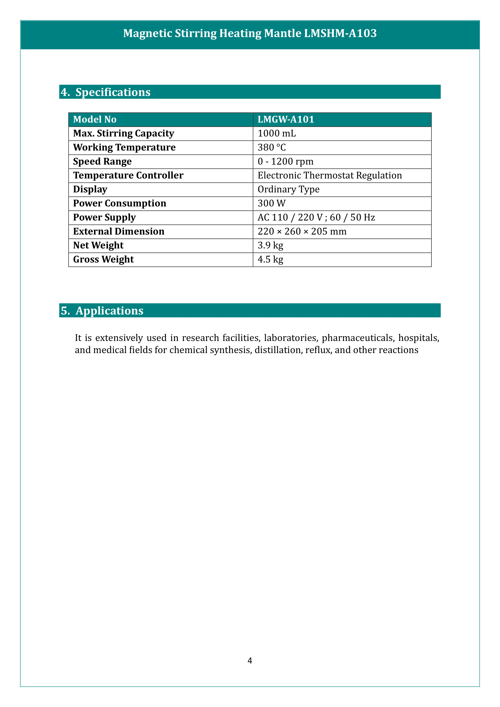 Magnetic Stirring Heating Mantle LMSHM-A103 Manual