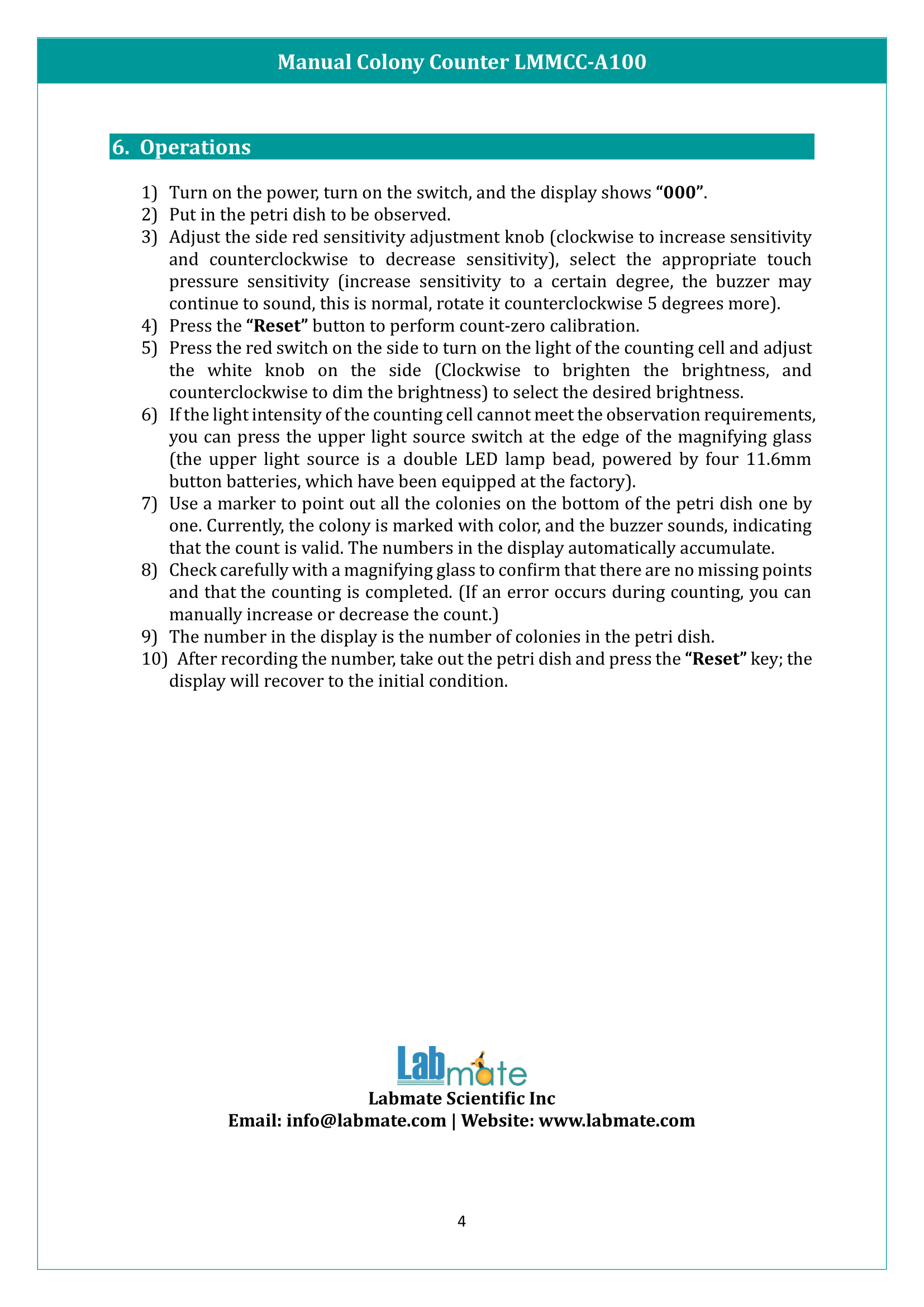 Manual Colony Counter LMMCC-A100 Manual