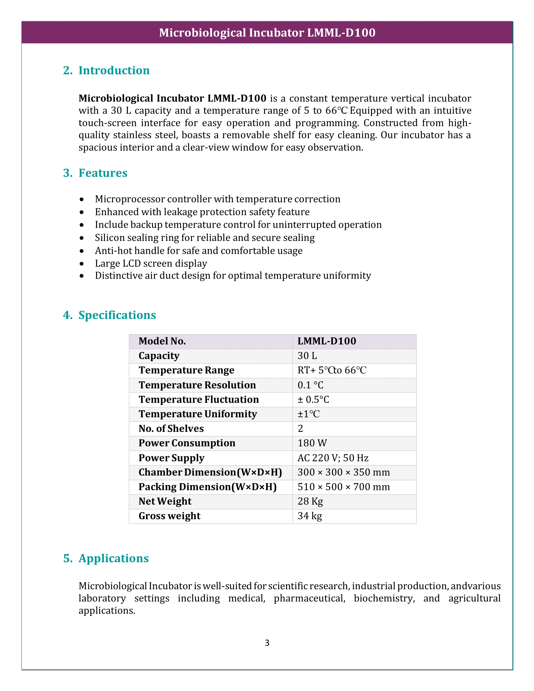 Microbiological Incubator LMML-D100 Manual