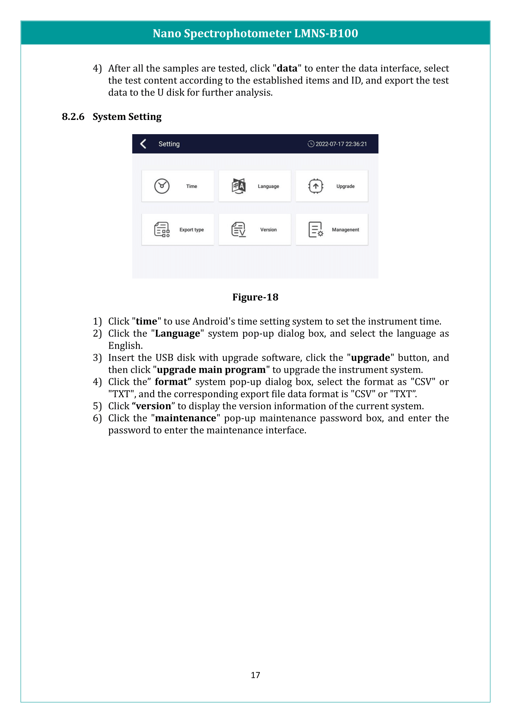 Nano Spectrophotometer LMNS-B100 Manual