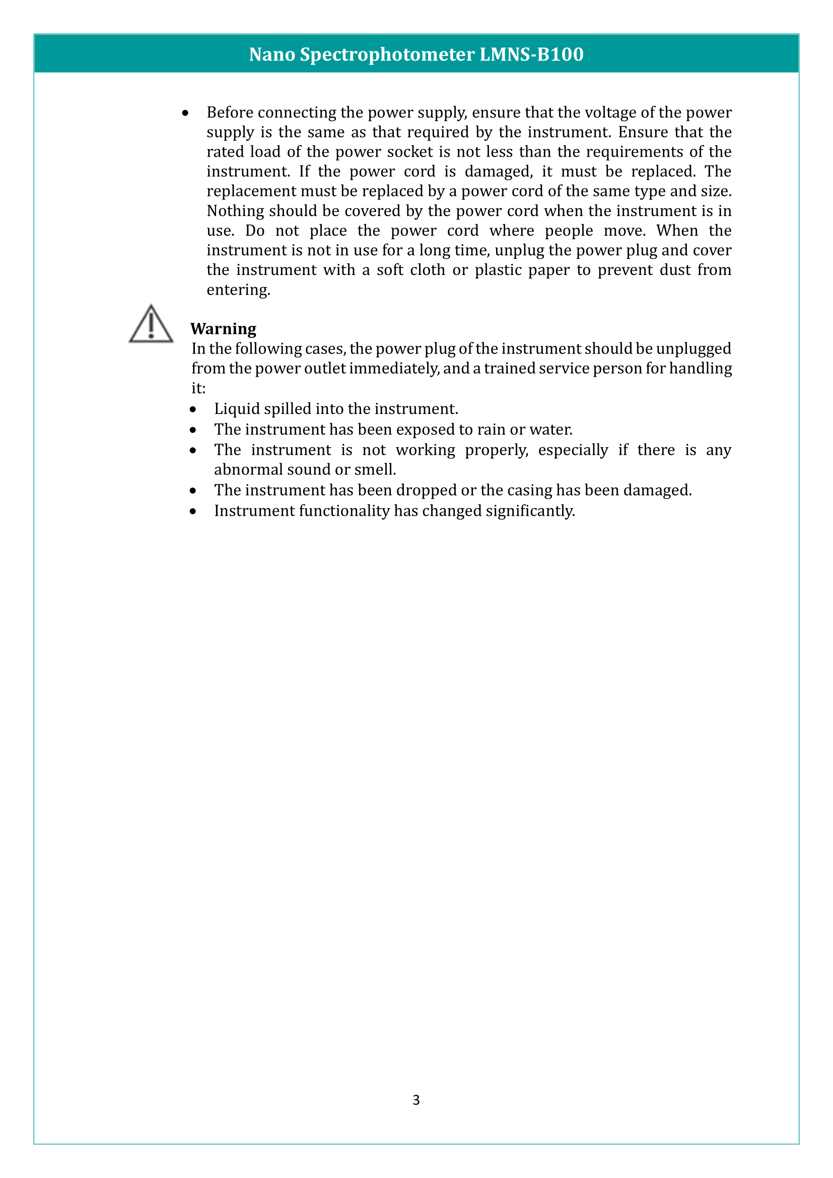 Nano Spectrophotometer LMNS-B100 Manual
