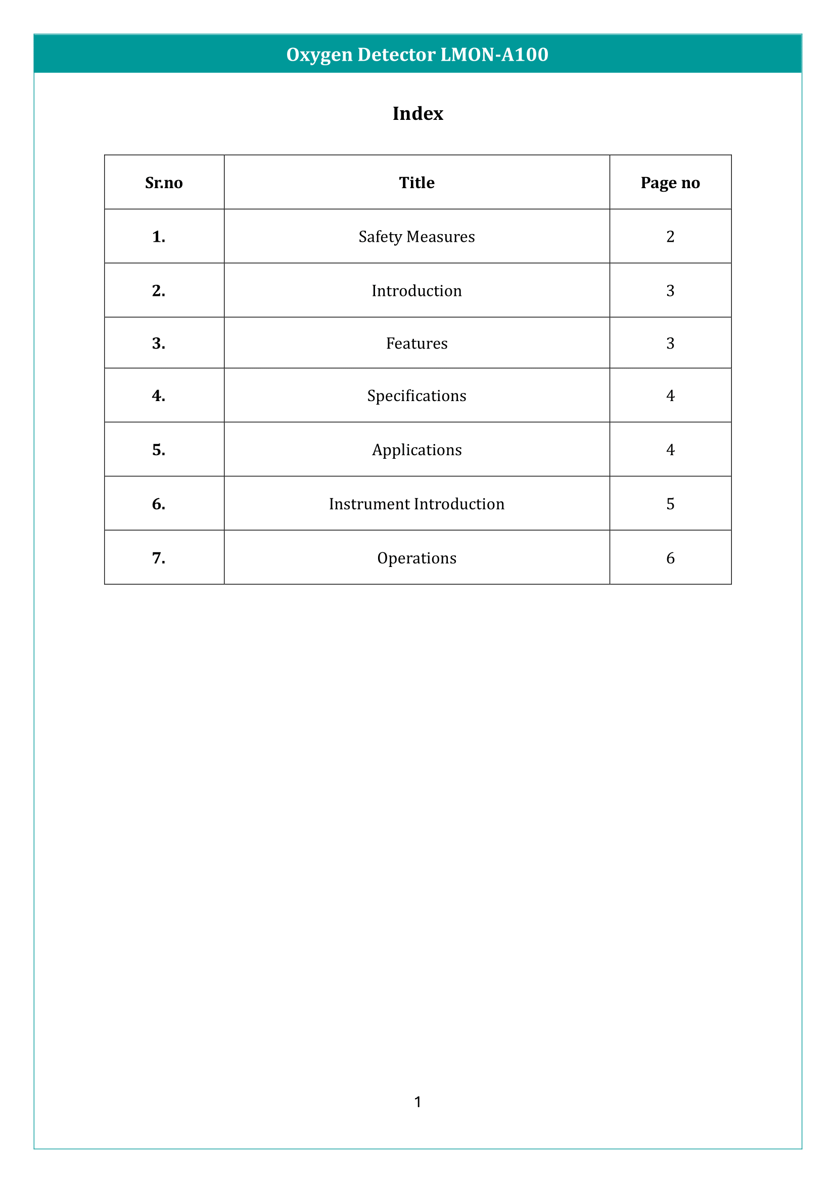 Oxygen Detector LMON-A100 Manual