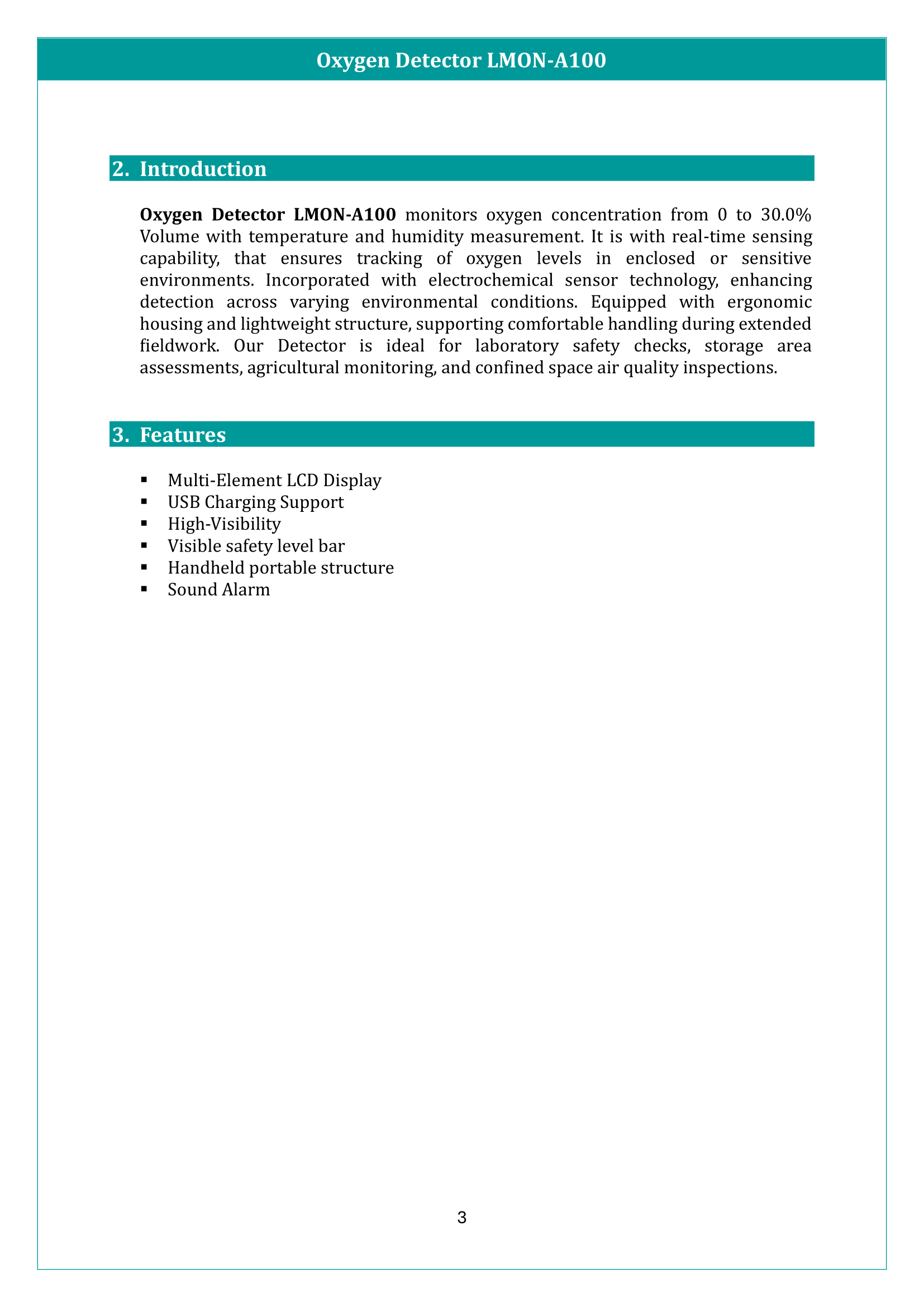 Oxygen Detector LMON-A100 Manual